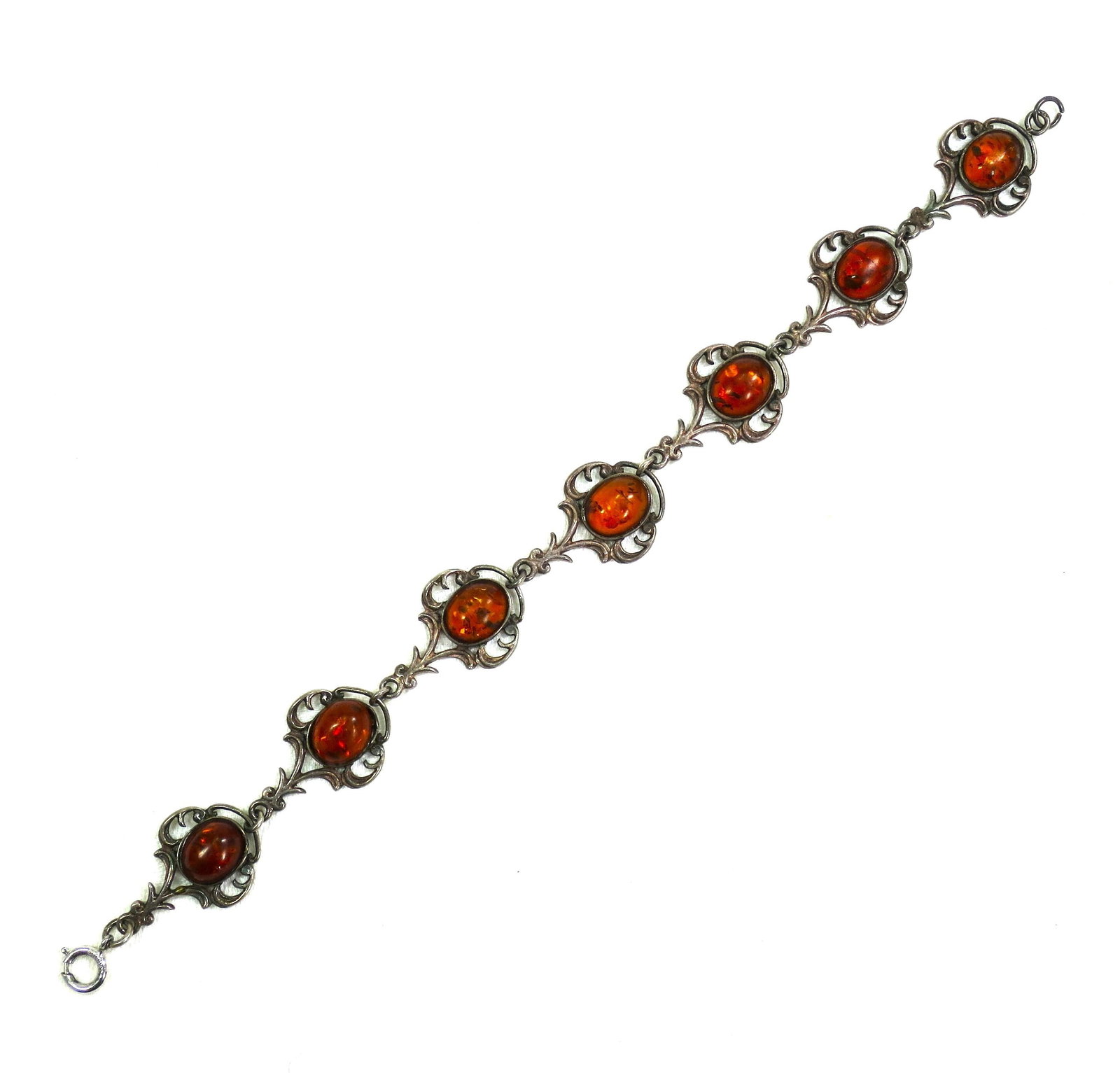 Antique Edwardian Sterling Amber Bracelet 1900s - 3