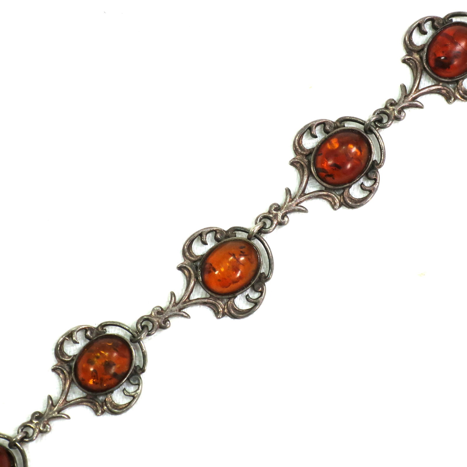 Antique Edwardian Sterling Amber Bracelet 1900s - 4
