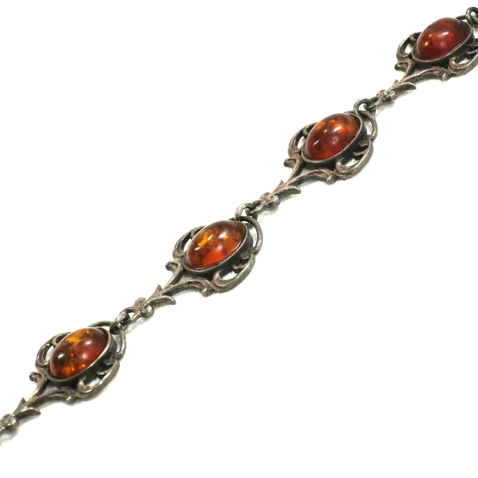 Antique Edwardian Sterling Amber Bracelet 1900s - 5