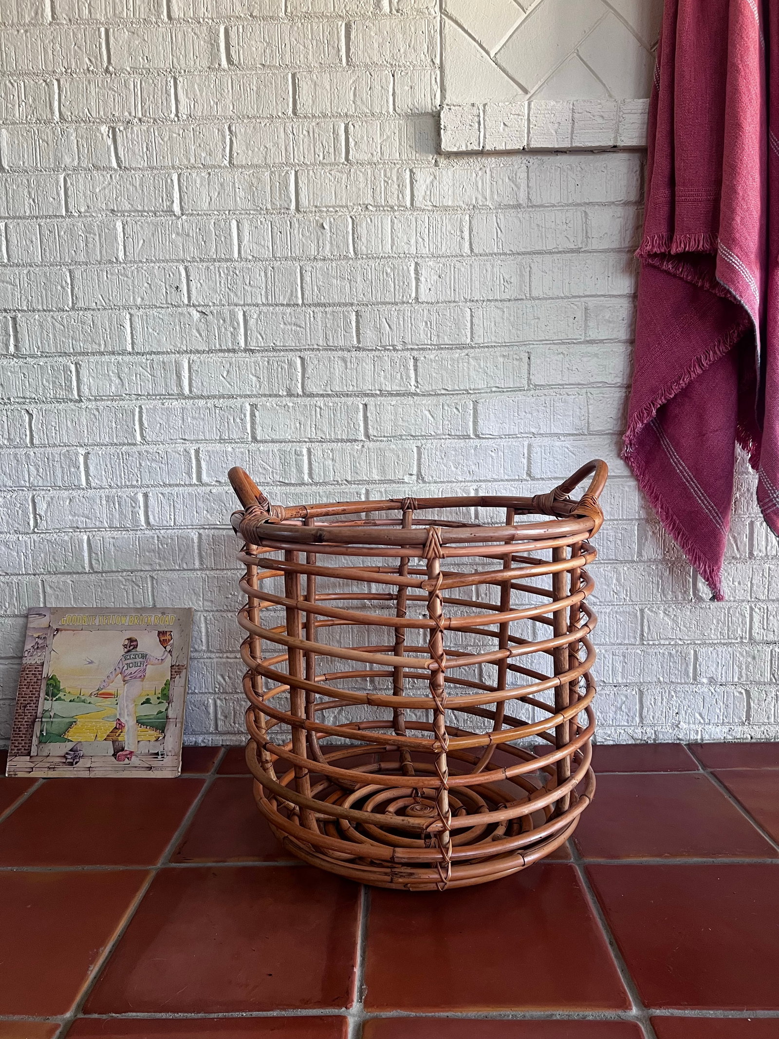 XXL Vintage Franco Albini Style Woven Bamboo Basket - 2