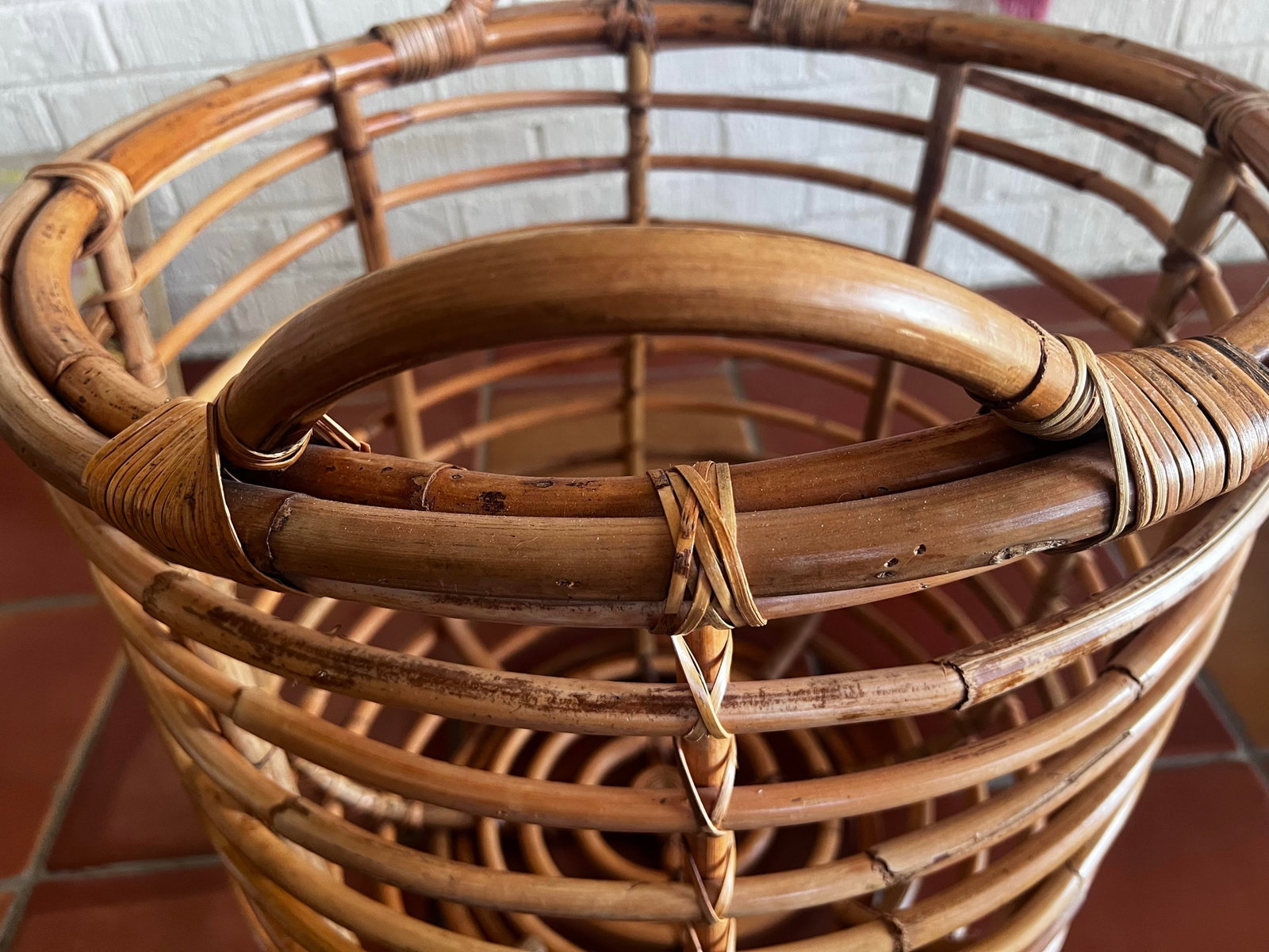 XXL Vintage Franco Albini Style Woven Bamboo Basket - 3