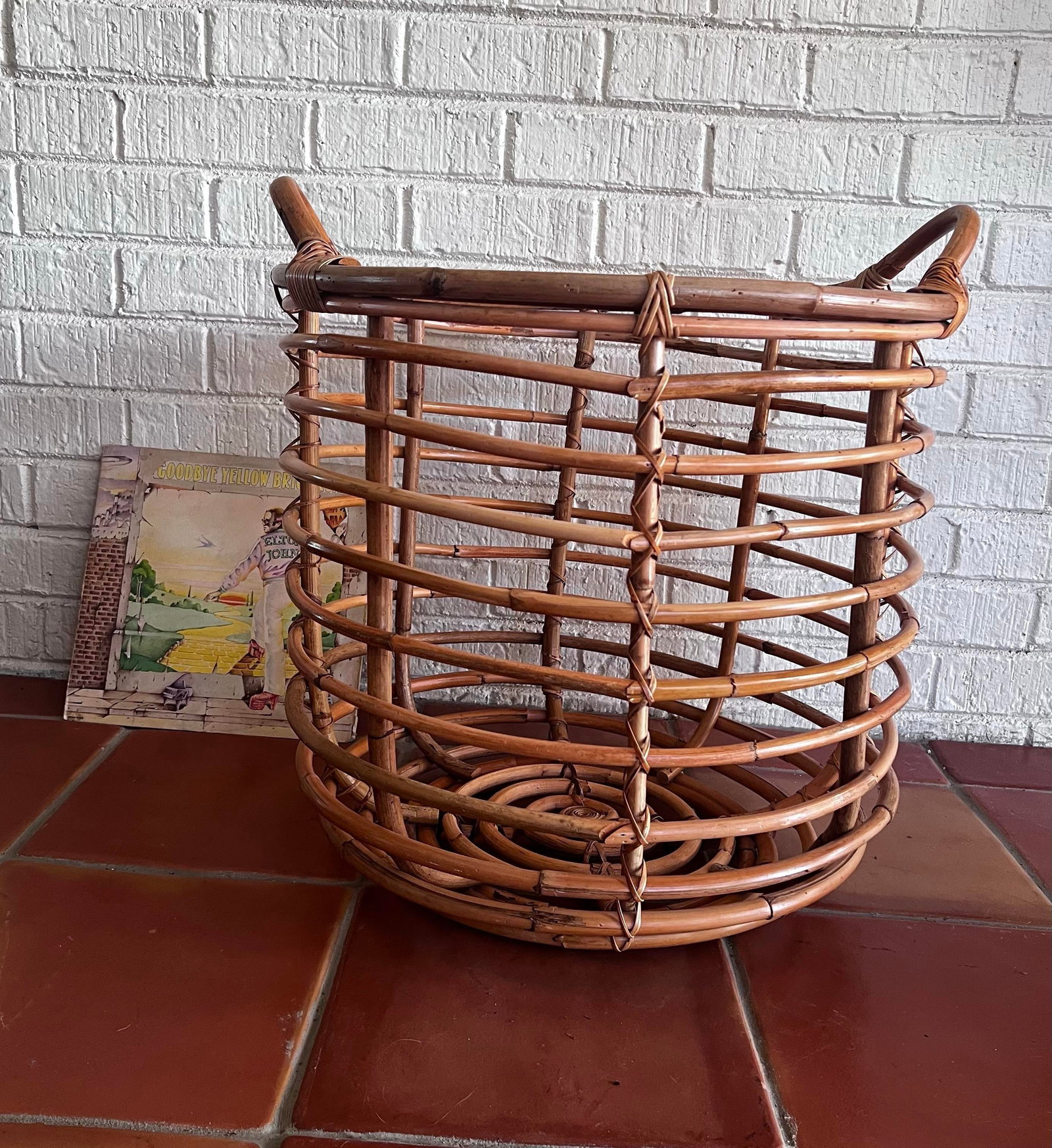 XXL Vintage Franco Albini Style Woven Bamboo Basket - 5