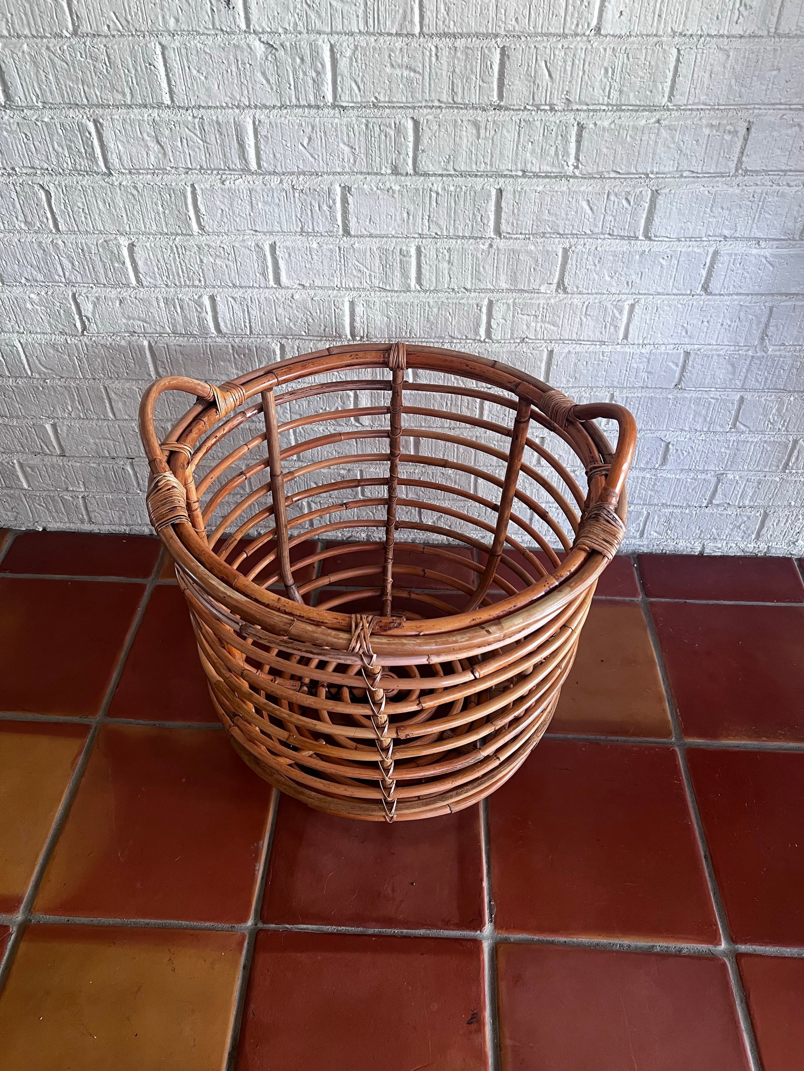 XXL Vintage Franco Albini Style Woven Bamboo Basket - 6