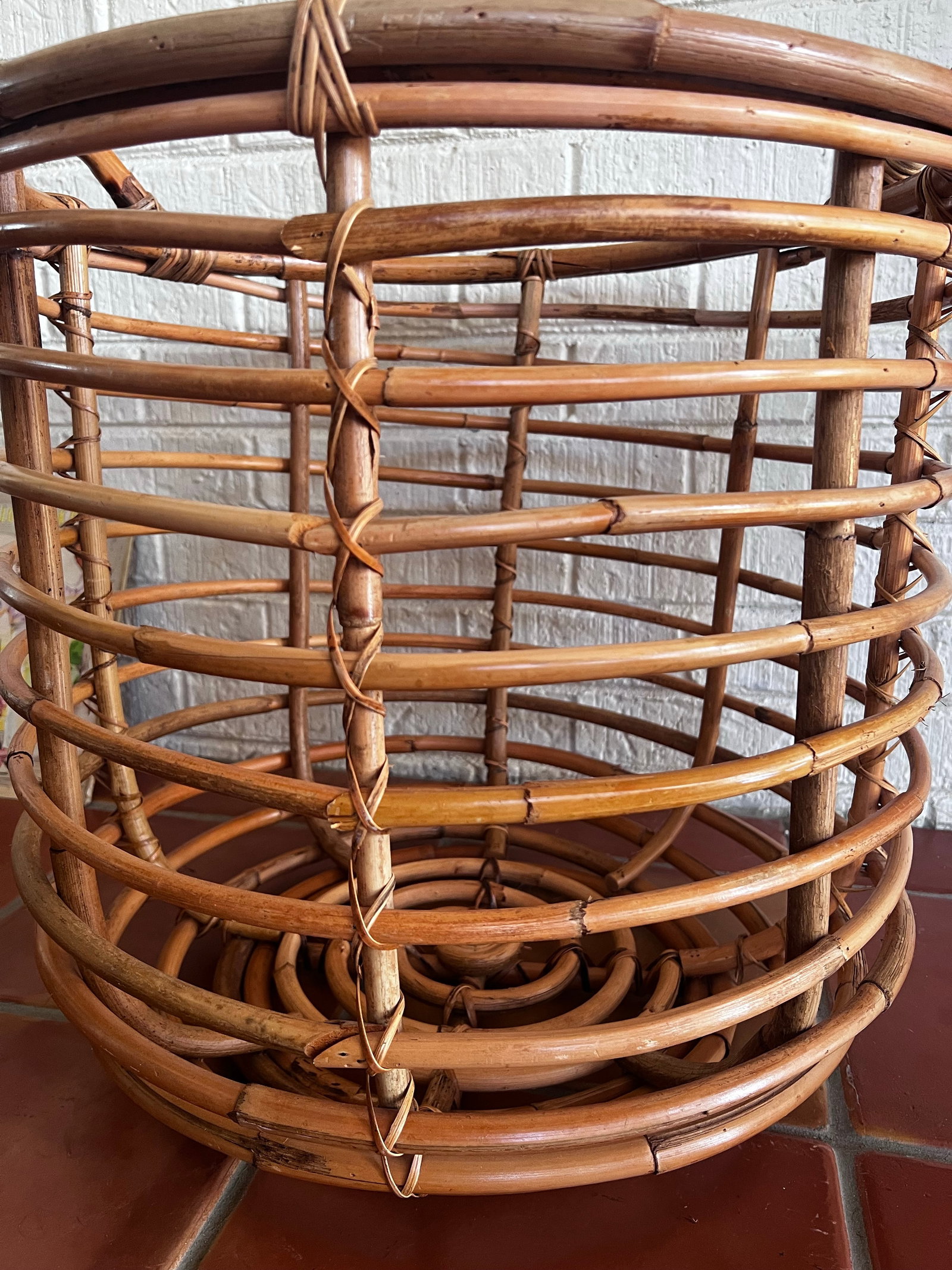 XXL Vintage Franco Albini Style Woven Bamboo Basket - 9
