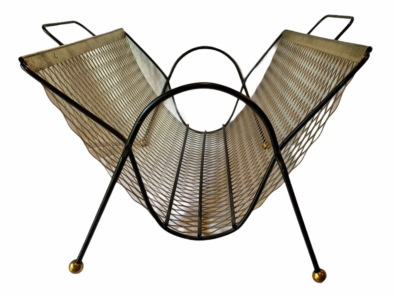 Vintage Mid-Century Modern Metal Magazine Rack - 2