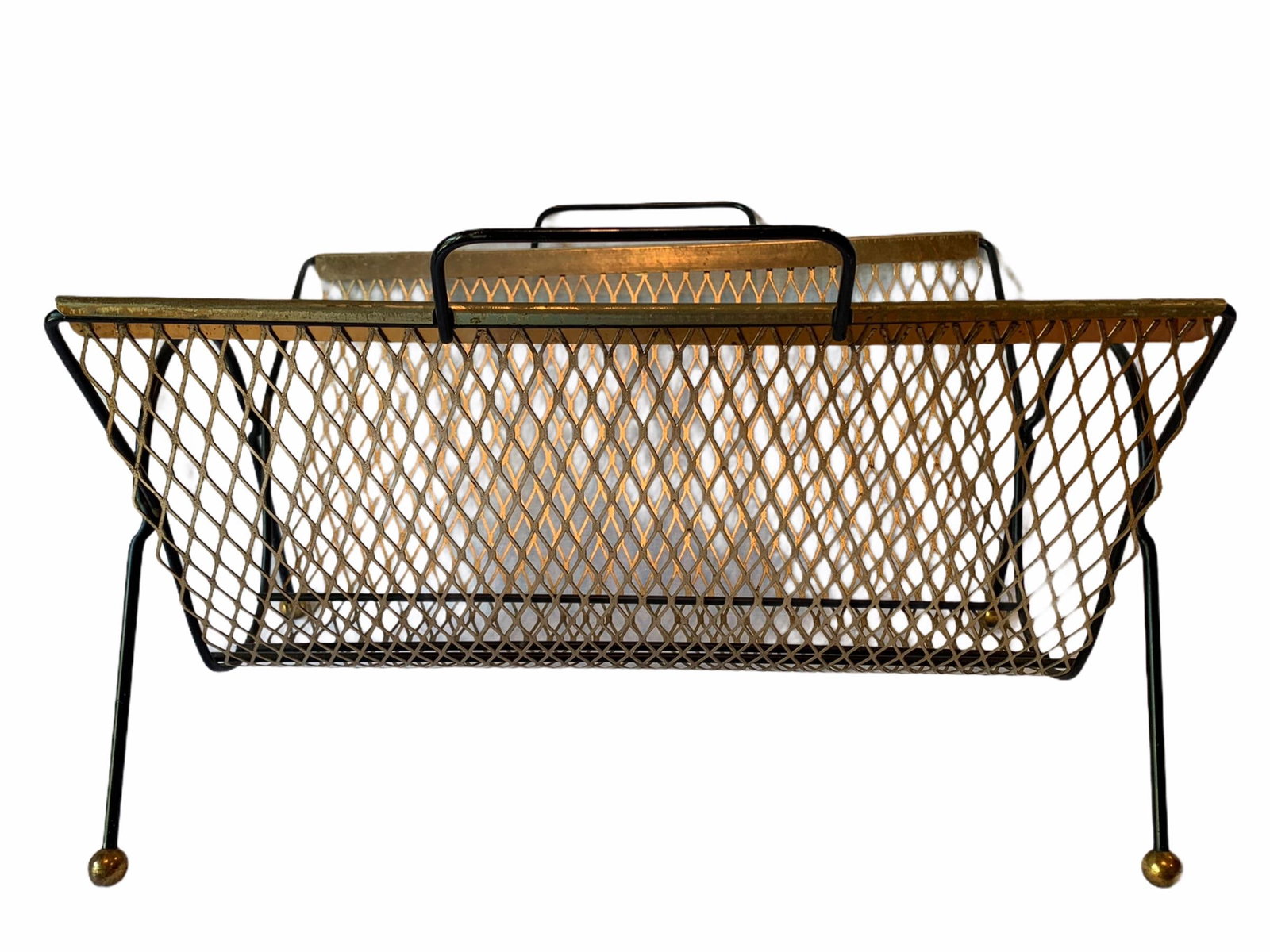 Vintage Mid-Century Modern Metal Magazine Rack - 3
