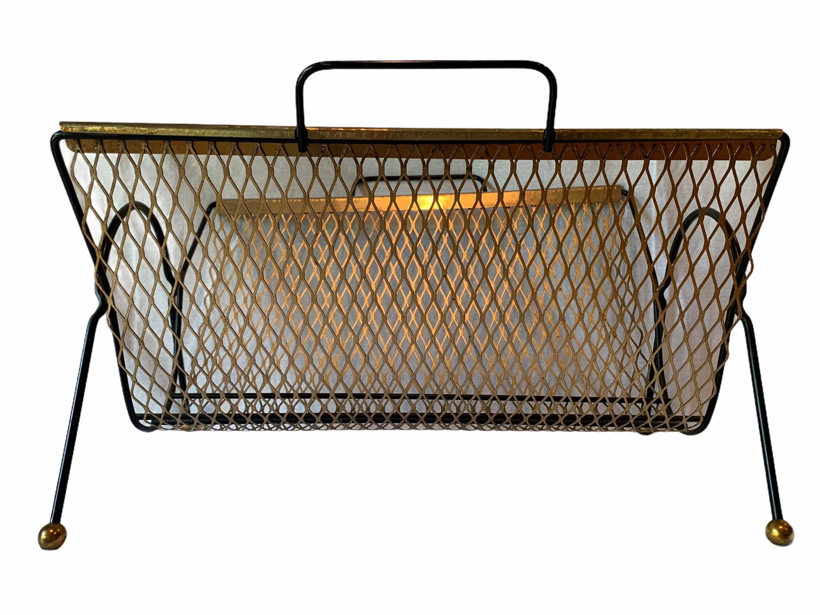 Vintage Mid-Century Modern Metal Magazine Rack - 4
