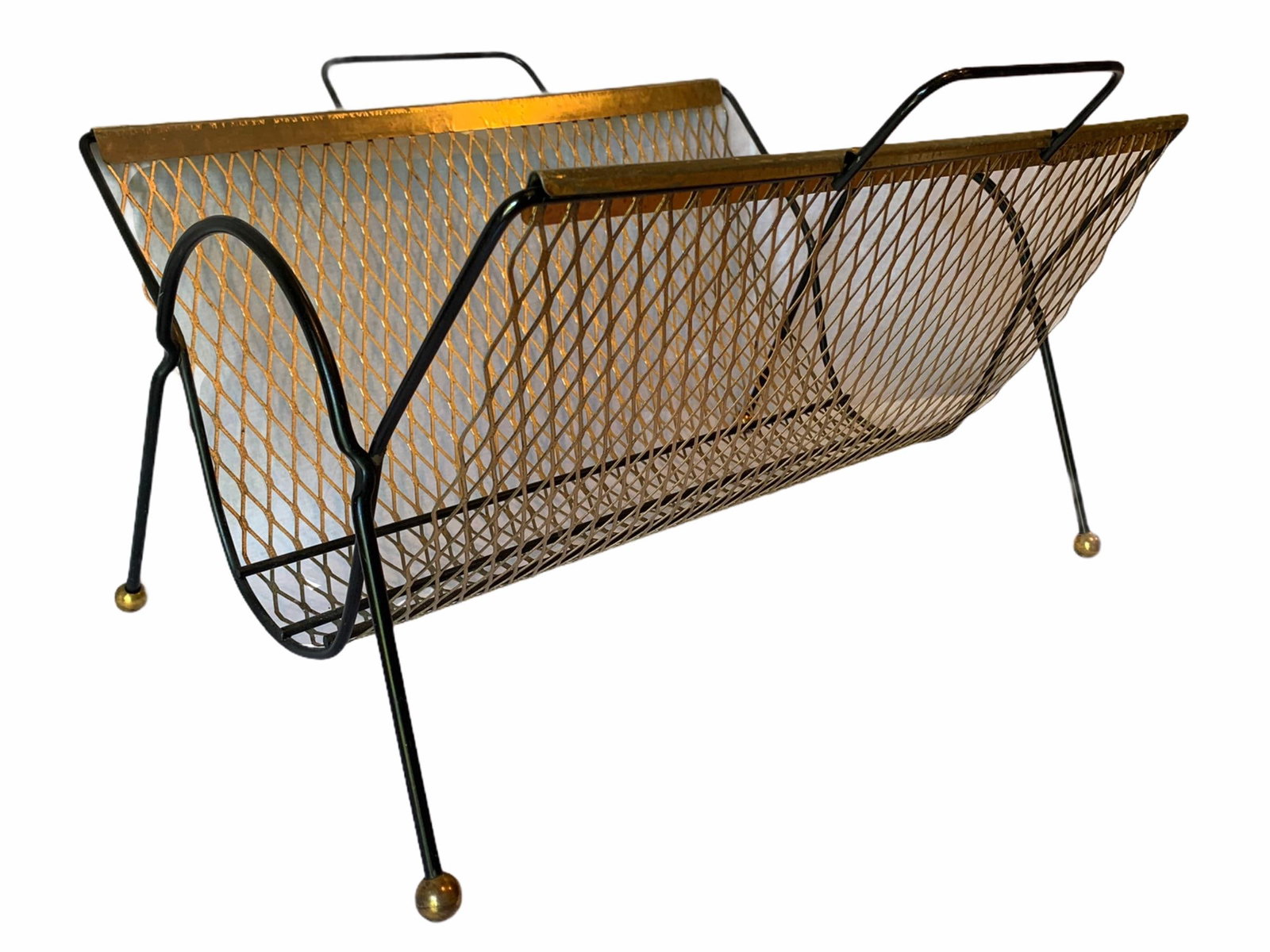 Vintage Mid-Century Modern Metal Magazine Rack - 7