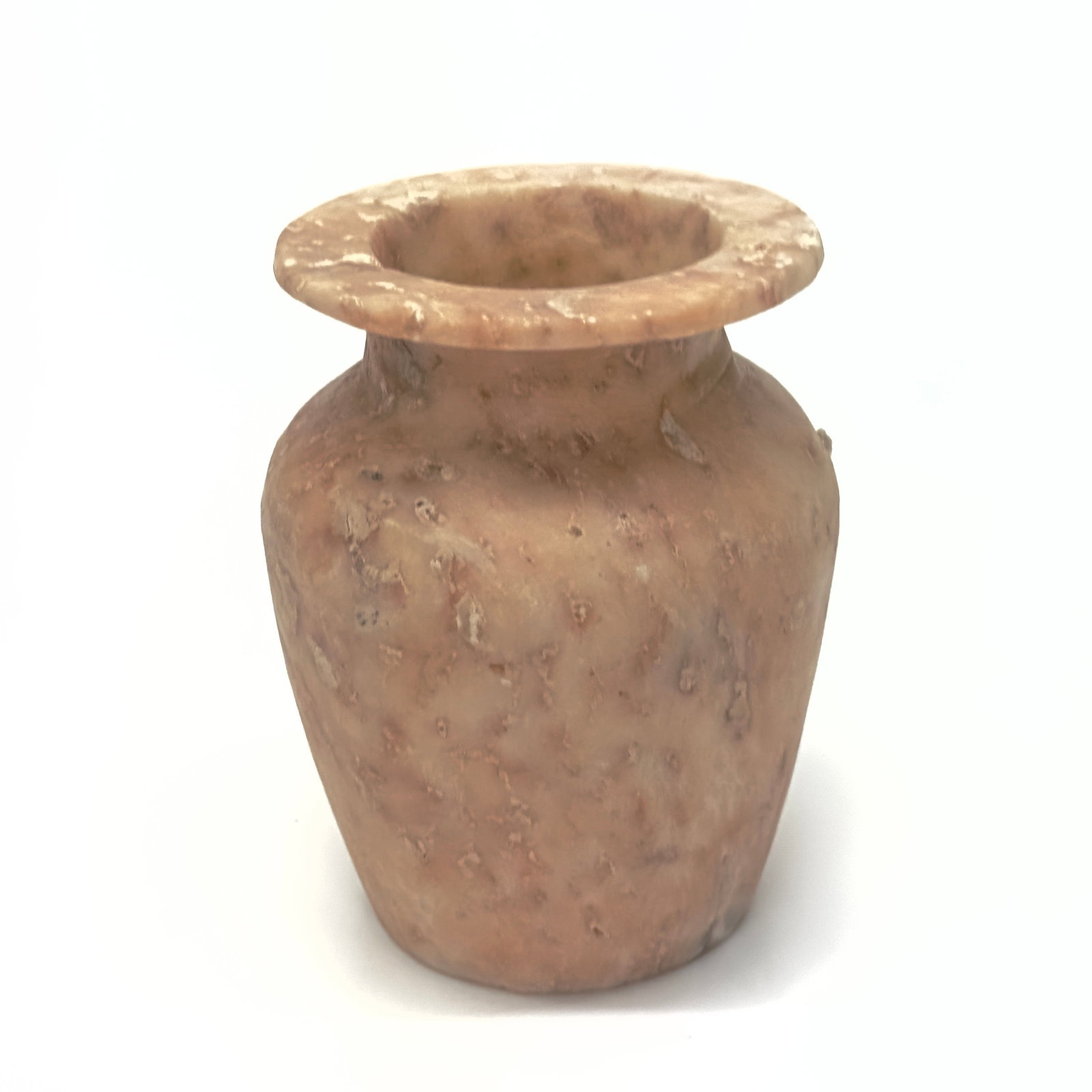 Antique Hand-Carved Pink Alabaster Vessel, Egyptian - 3