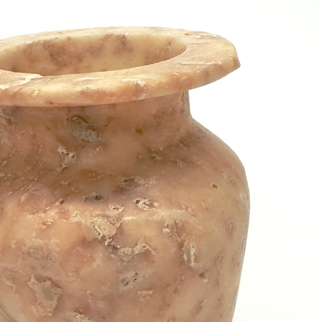 Antique Hand-Carved Pink Alabaster Vessel, Egyptian - 5