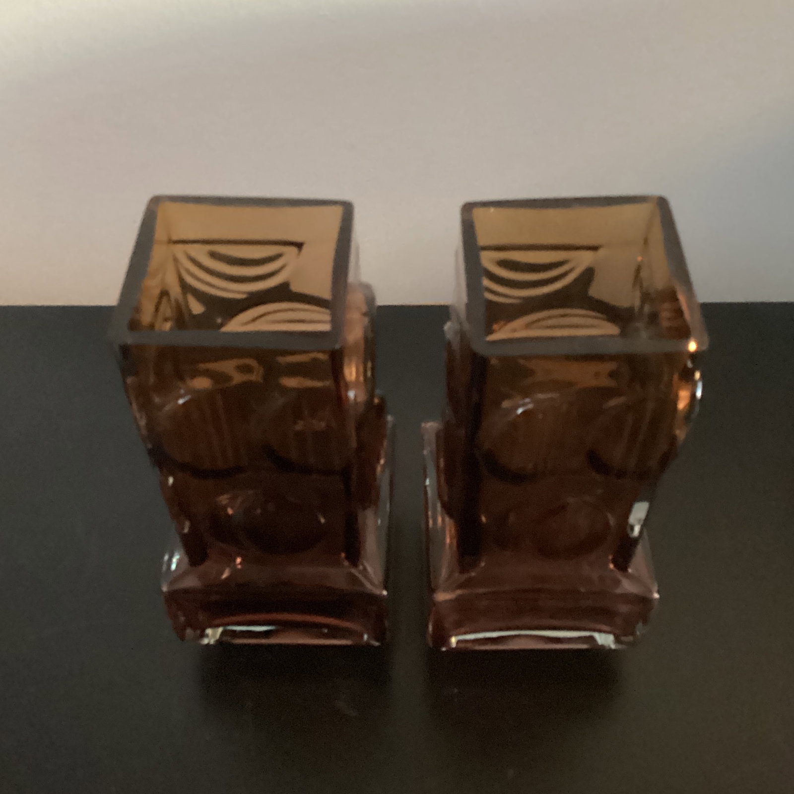 Vintage MCM Amber Art Glass Vase - 7