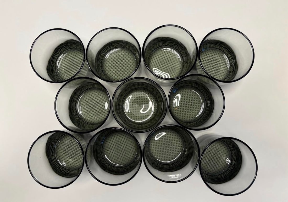 Mid 20th Century Mid-Century Scandinavian Smoked Glass Rocks Tumblers With Textured Bases - Set of 1 - 2