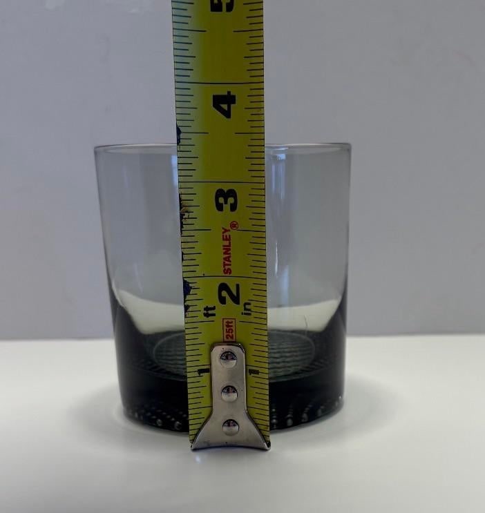 Mid 20th Century Mid-Century Scandinavian Smoked Glass Rocks Tumblers With Textured Bases - Set of 1 - 6