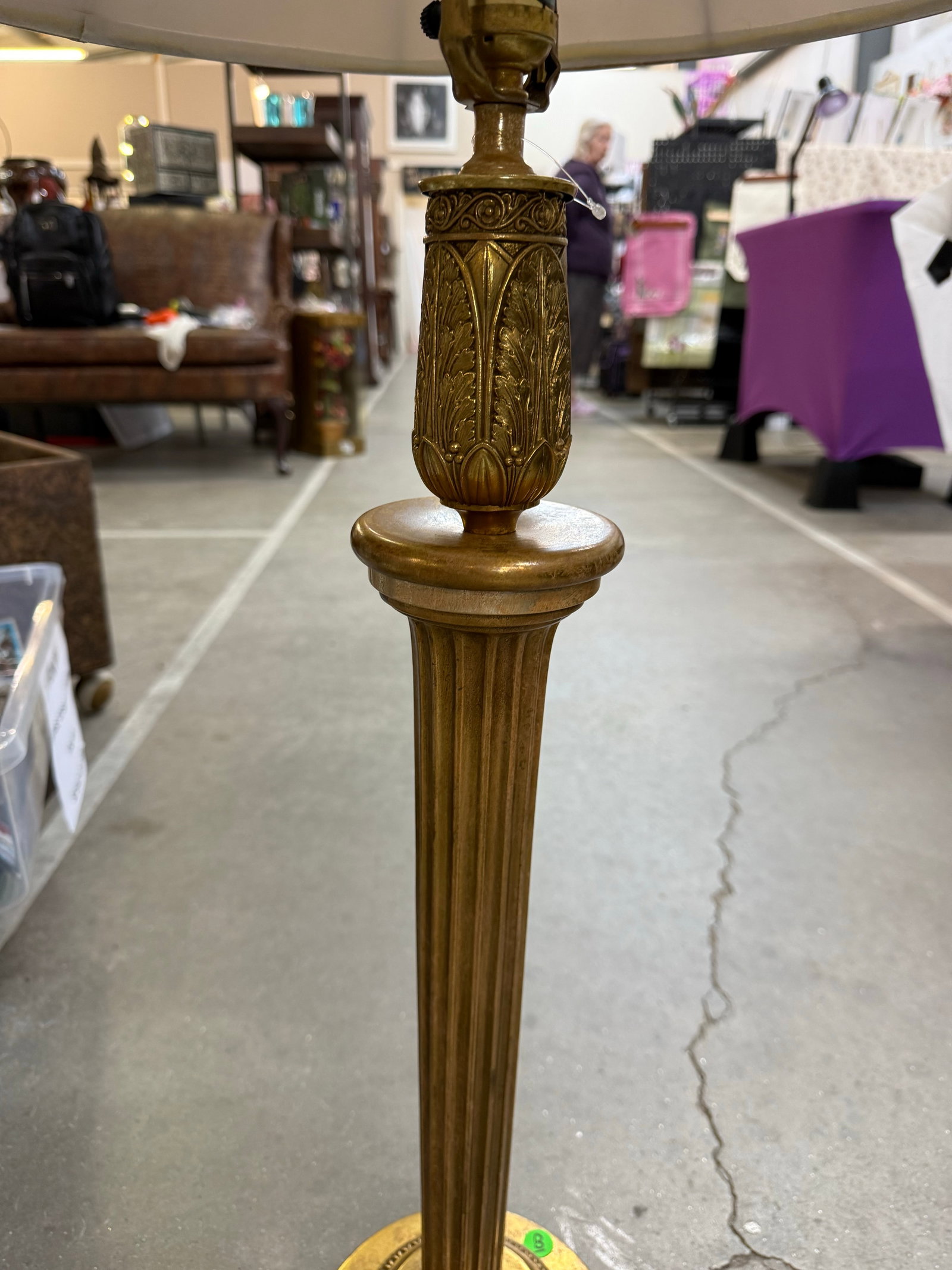 1960s Frederick Cooper Tall Gold Decorative Table Top Lamp W. Shade - 2