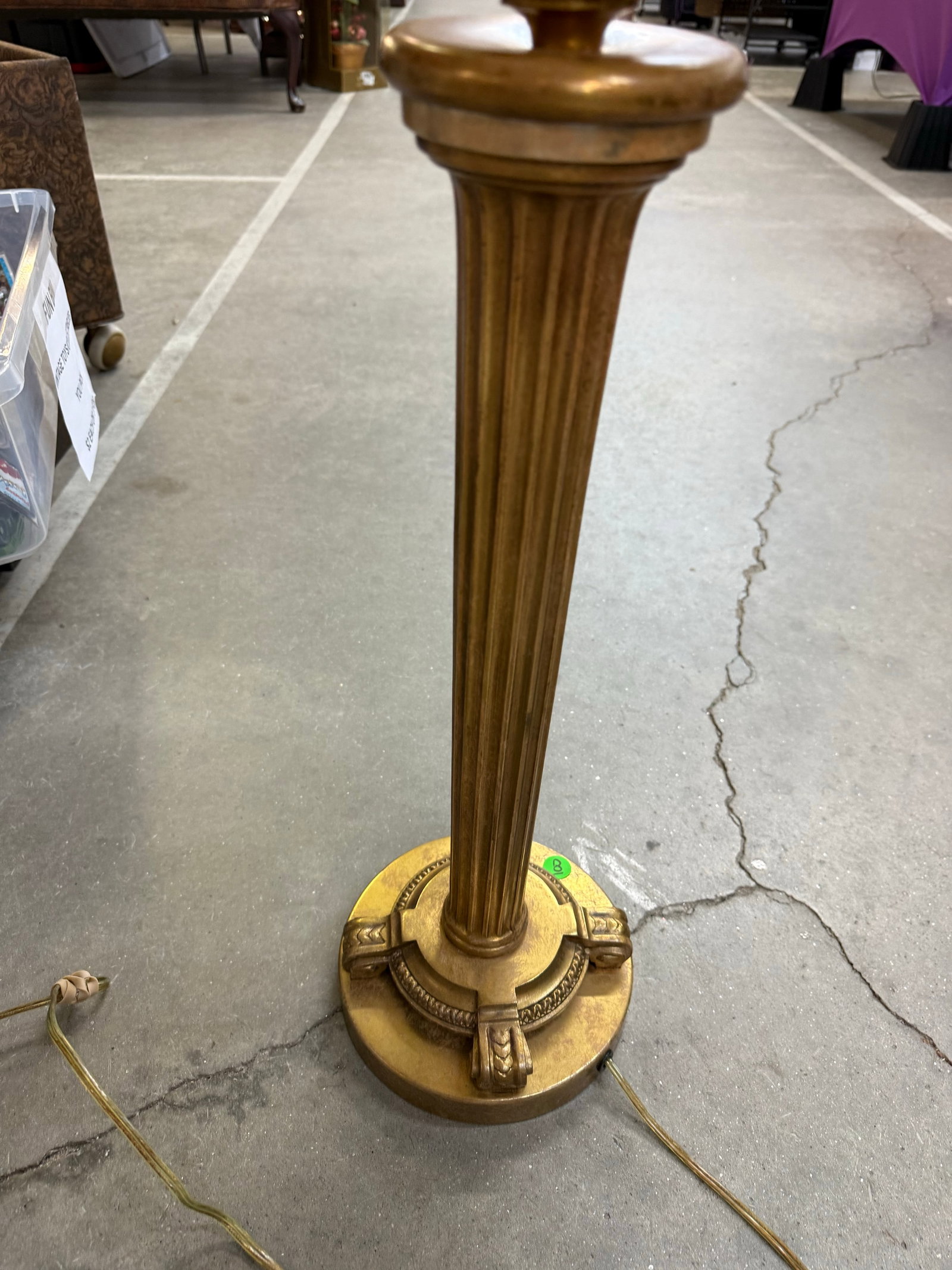 1960s Frederick Cooper Tall Gold Decorative Table Top Lamp W. Shade - 4