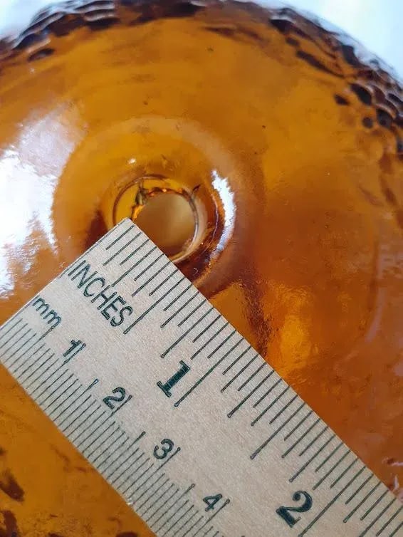 1970s Grapevine Design Amber Brown Glass Dome Light Fixtures - Pair - 11
