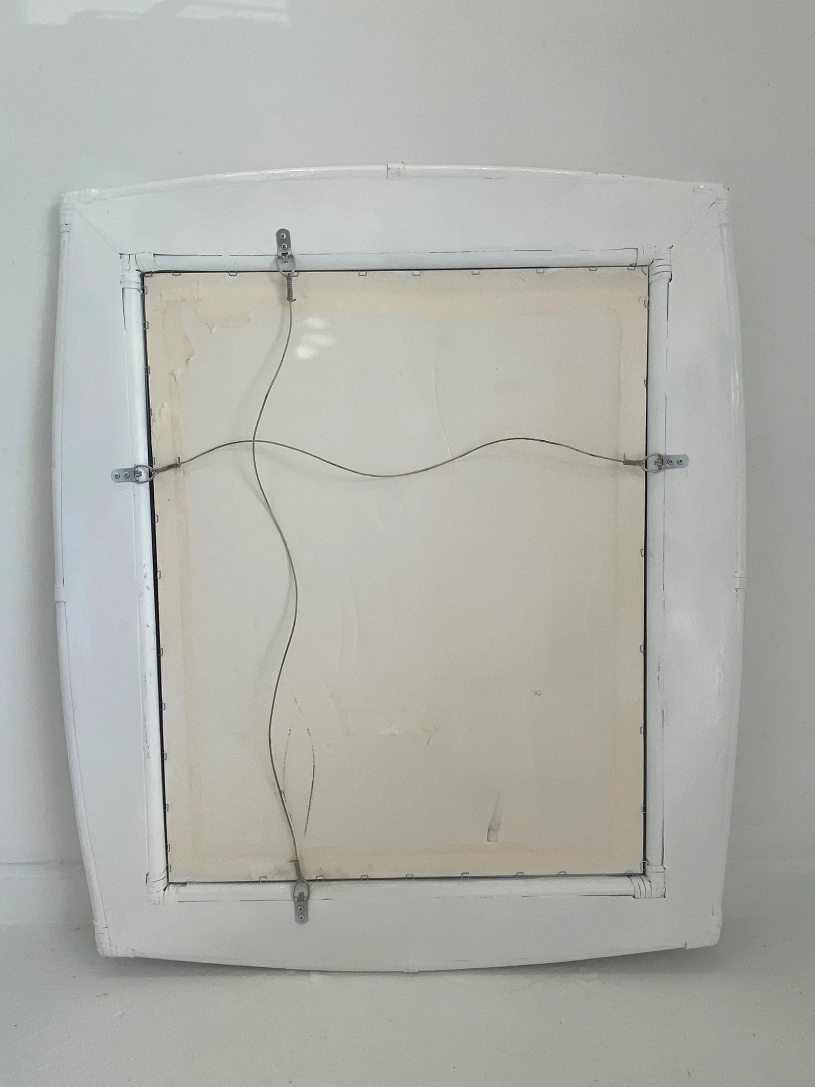 1980s Boho Chic White Bamboo and Rattan Mirror - 8