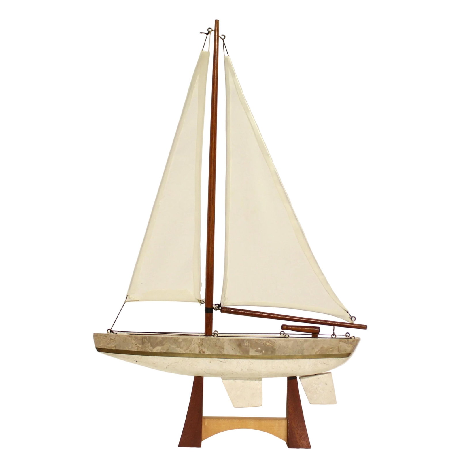 1980s Brass and Stone Sailboat Model - 2