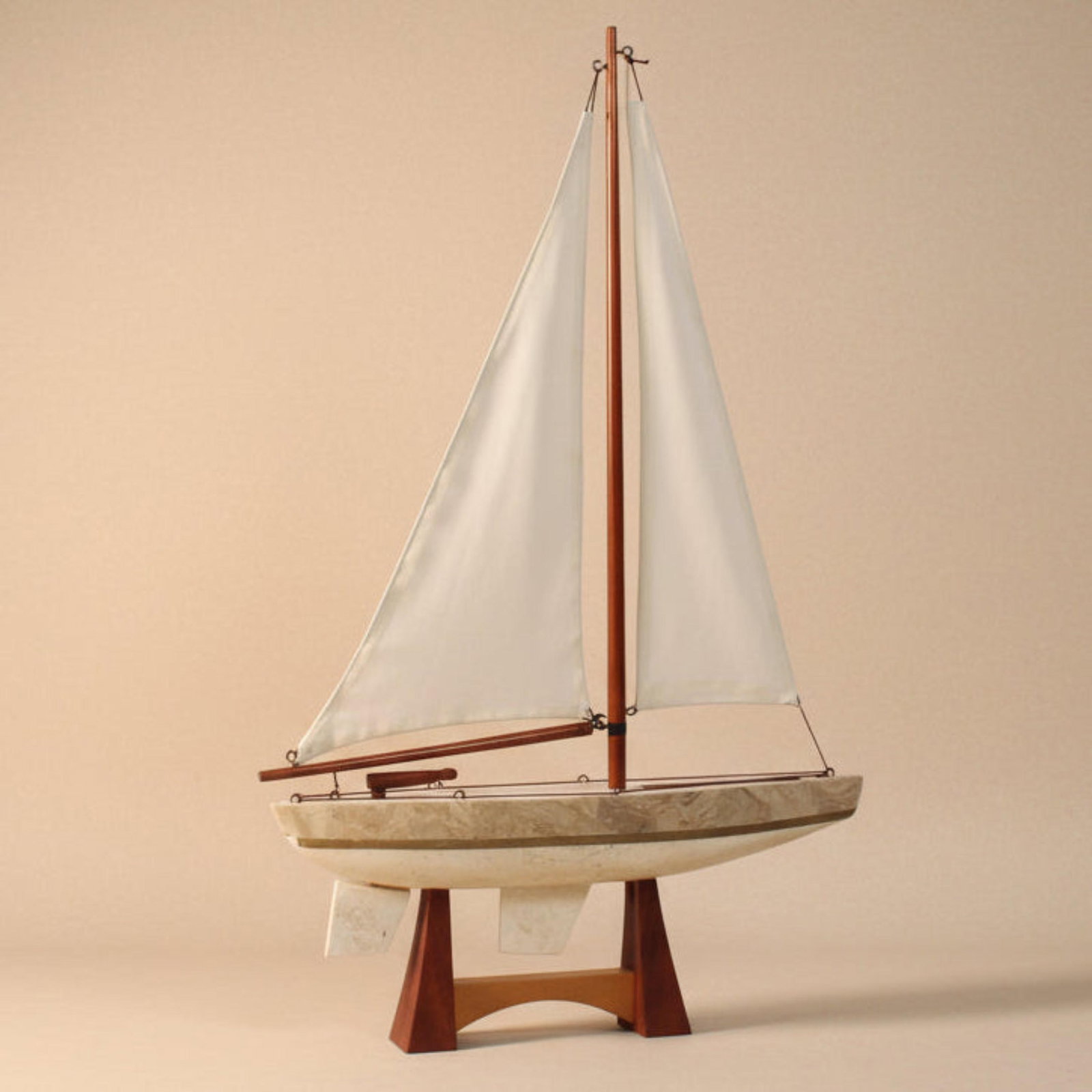 1980s Brass and Stone Sailboat Model - 4