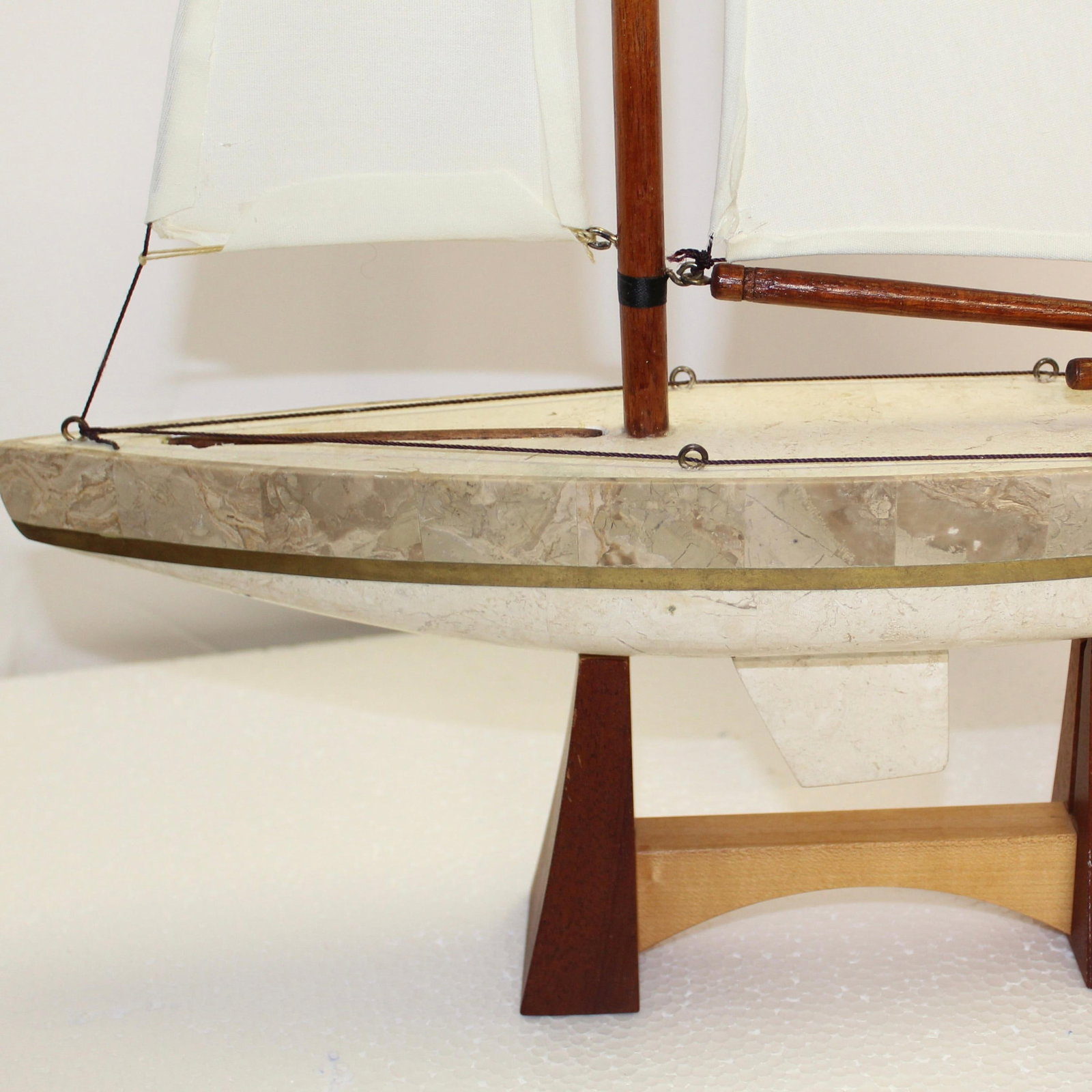 1980s Brass and Stone Sailboat Model - 5