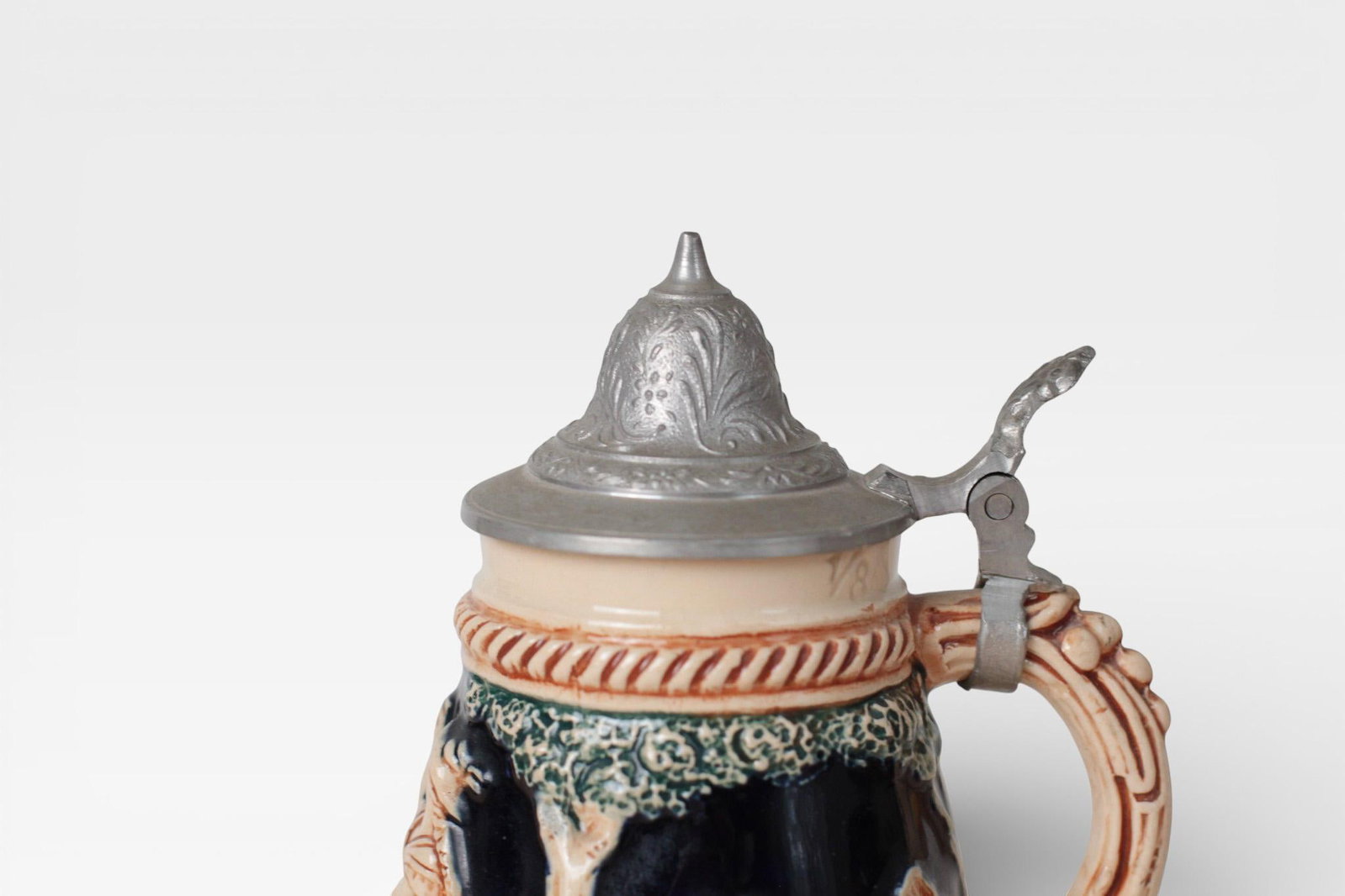 Mid-Century West German 1/8l Beer Stein With Pewter Lid - 6