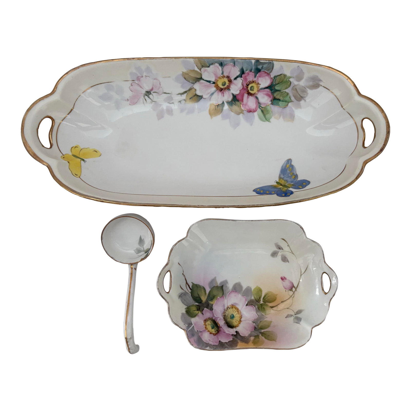 Antique Nippon Kutani Hand-Painted Porcelain Serving Set With Butterflies, C. 1910 (1 of 11)