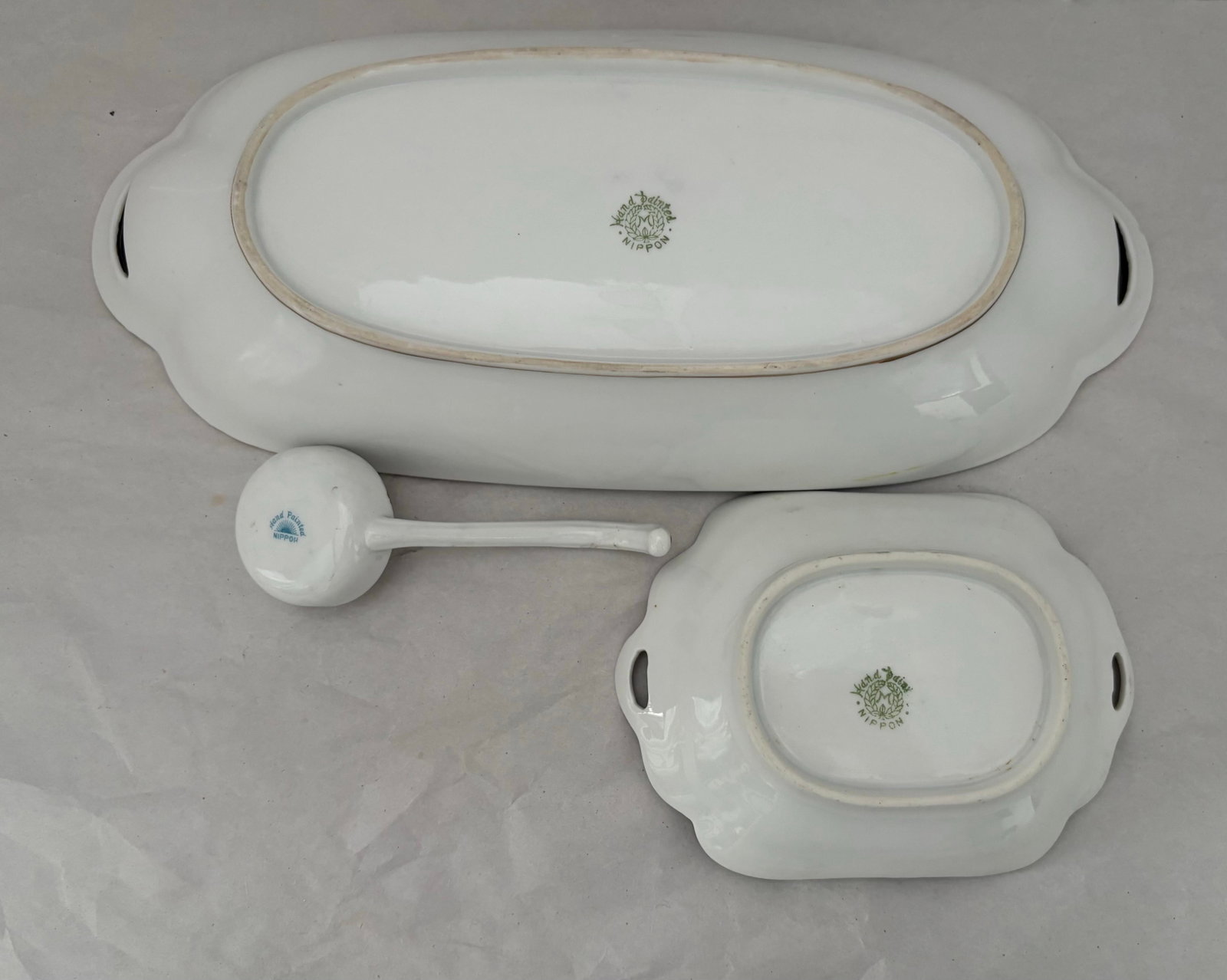 Antique Nippon Kutani Hand-Painted Porcelain Serving Set With Butterflies, C. 1910 - 3
