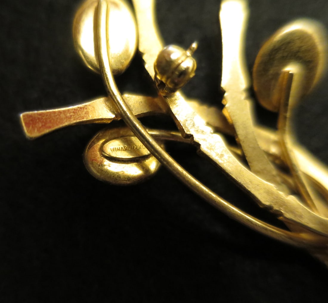 1950s Winard Bamboo Jade Brooch / Pin - 9