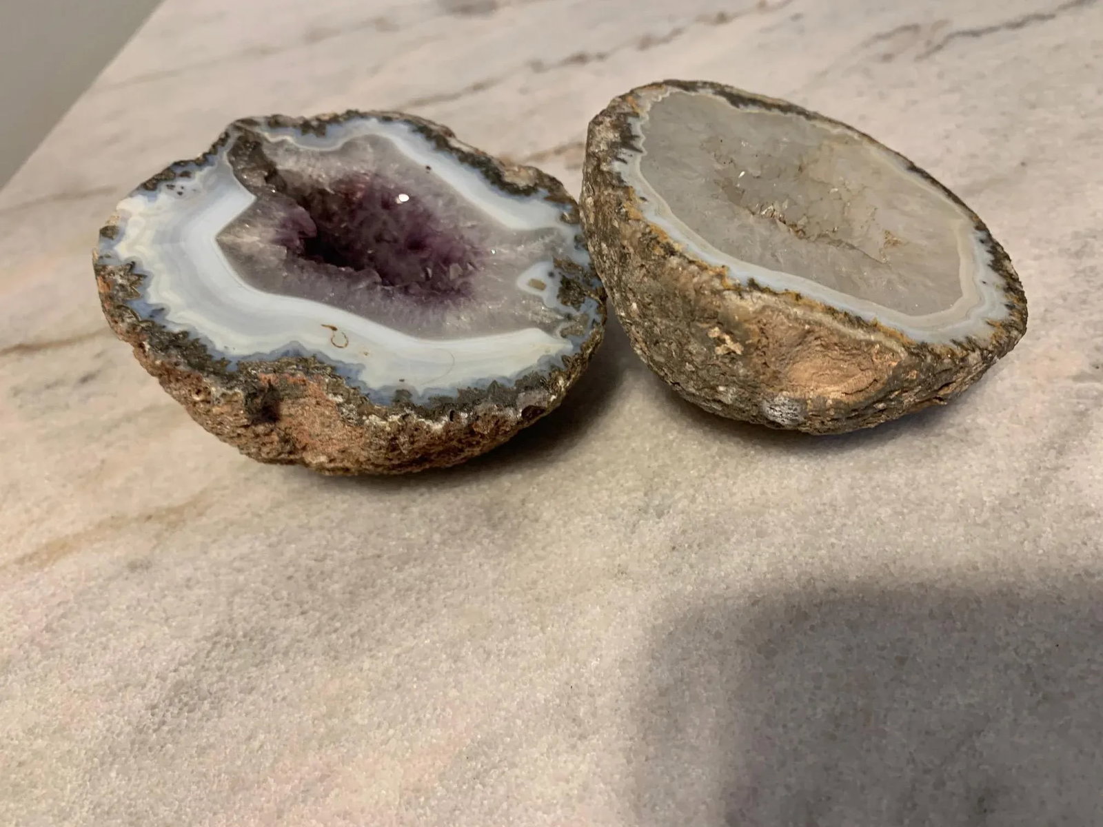 Late 18th Century Polished Split Amethyst and White Quartz Geodes - a Pair - 4