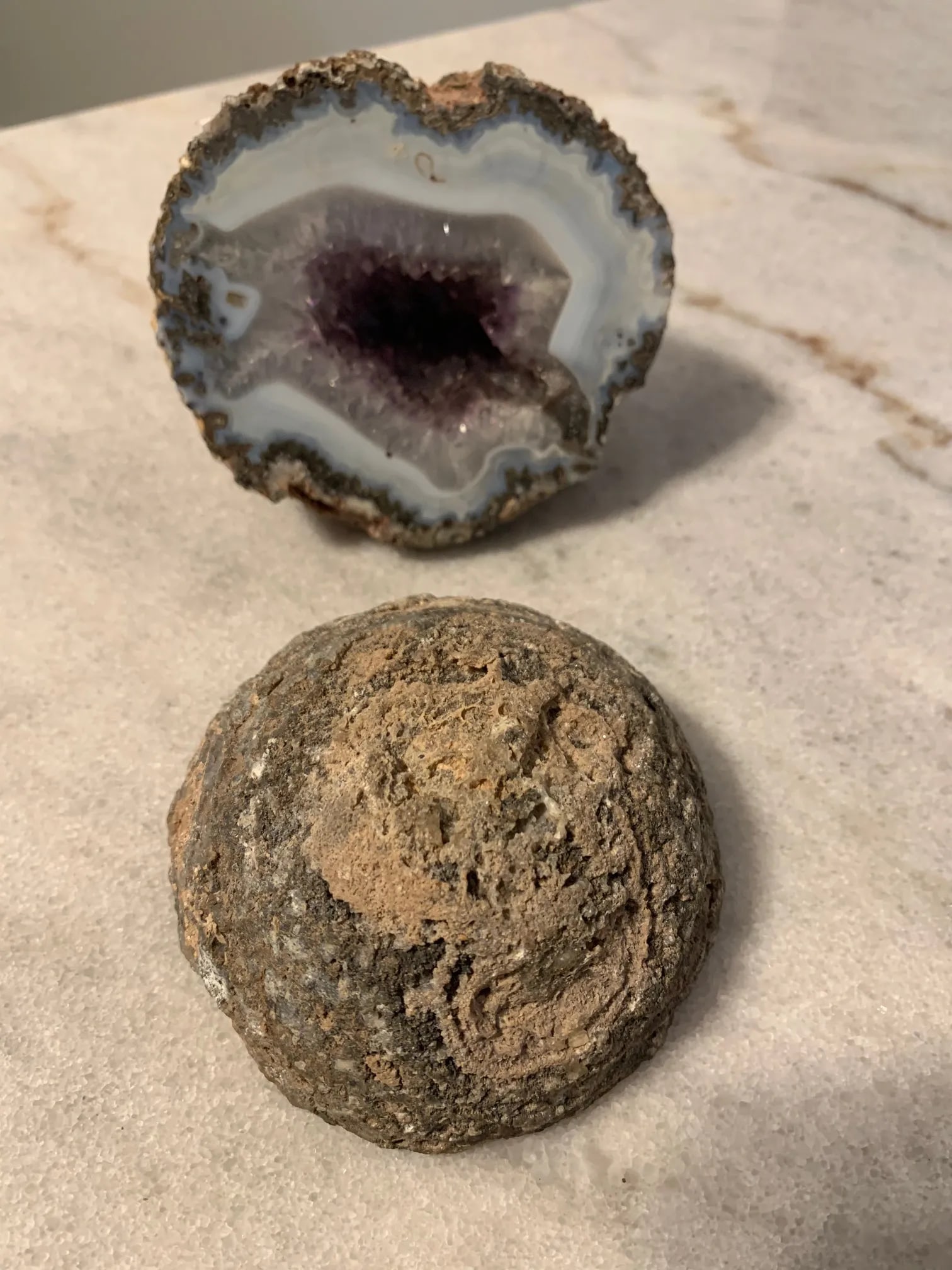 Late 18th Century Polished Split Amethyst and White Quartz Geodes - a Pair - 7