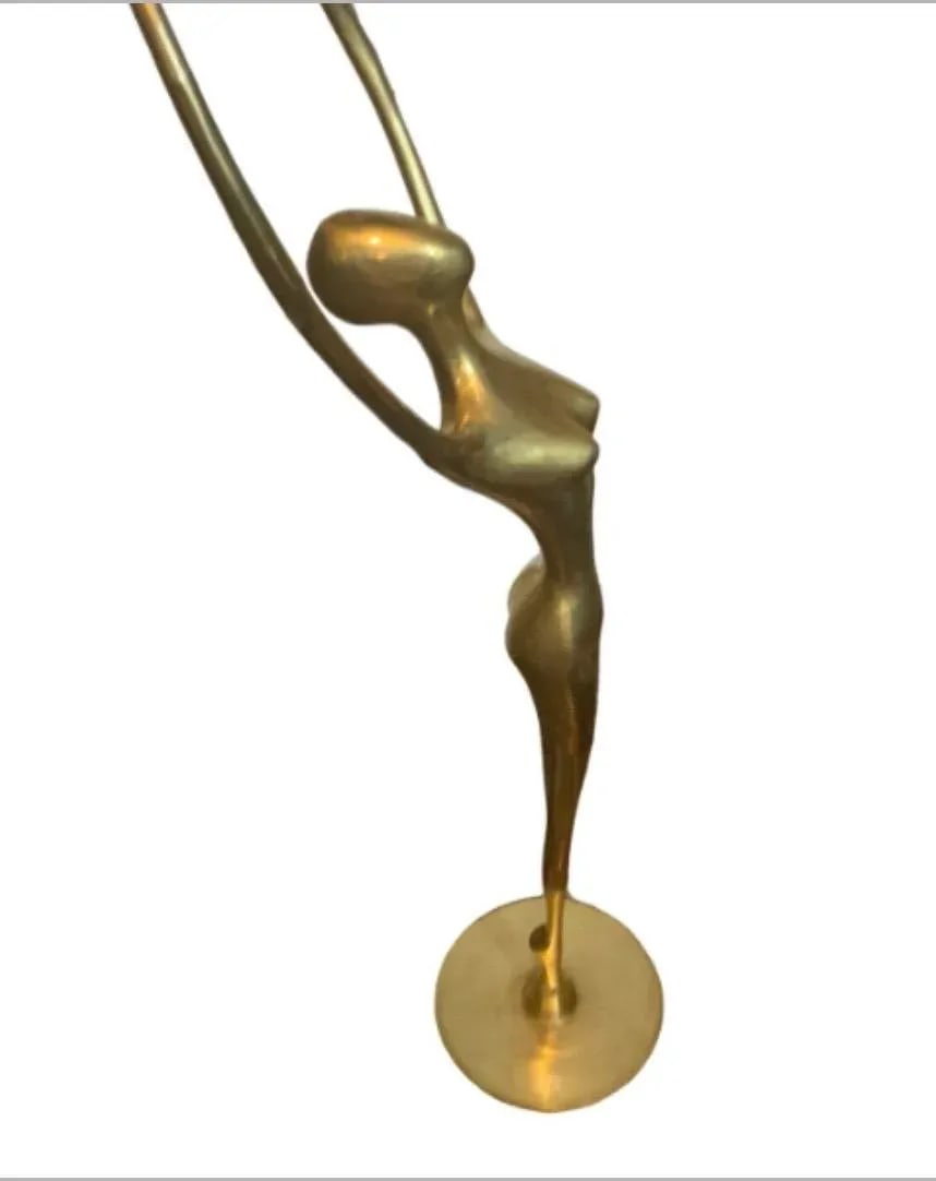Vintage 1970s Mid-Century Modern Female Sculpture Solid Brass Dancing - 7