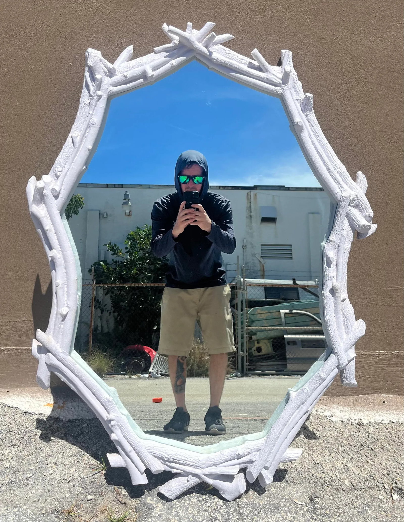 Rustic Lavender Plaster Faux Bois Tree Branch Frame Mirror - 10