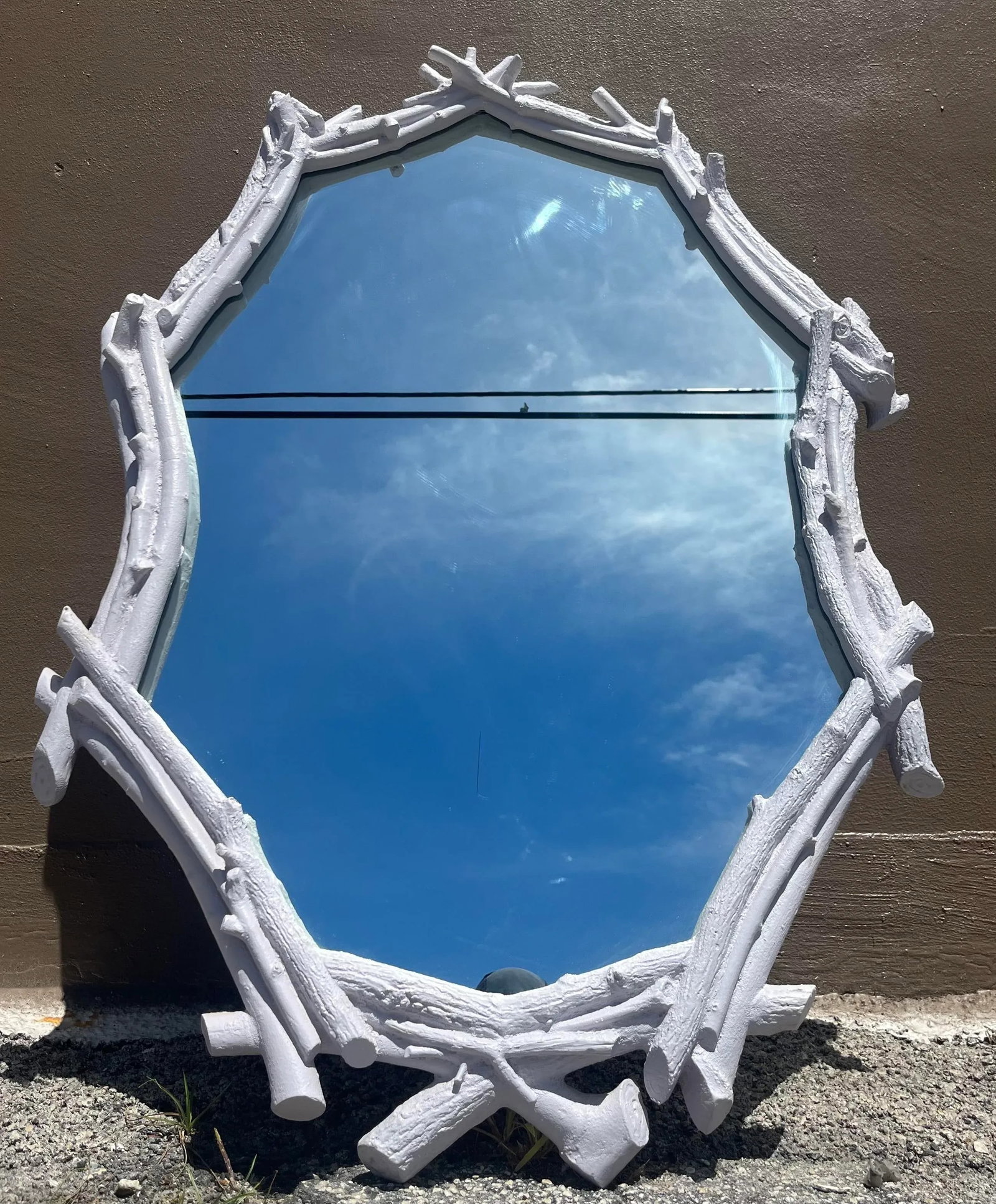 Rustic Lavender Plaster Faux Bois Tree Branch Frame Mirror - 3