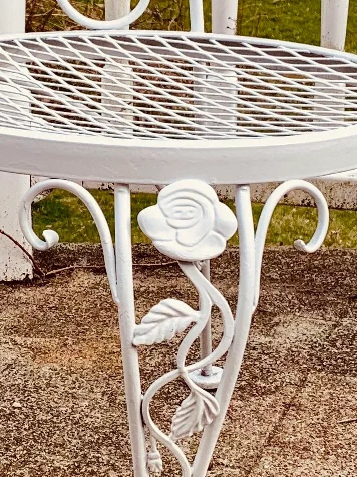 Vintage Woodard Wrought Iron Dining Chairs Chantilly Rose - 2