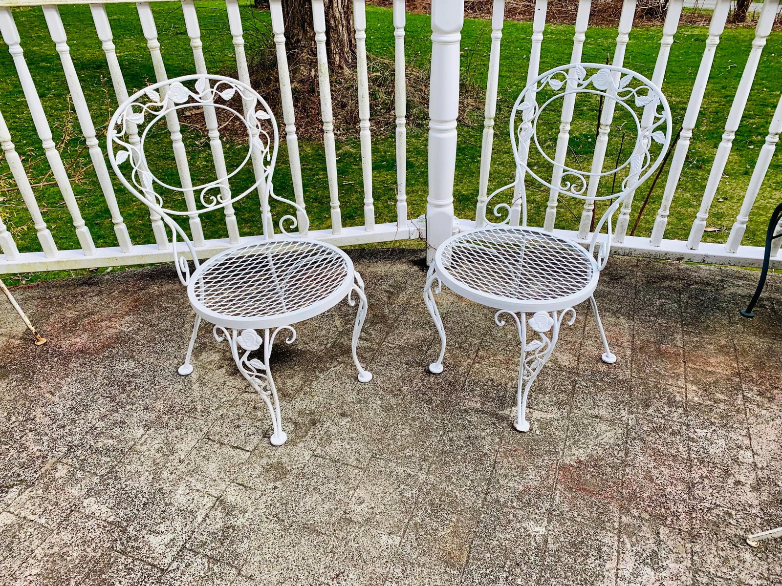 Vintage Woodard Wrought Iron Dining Chairs Chantilly Rose - 5