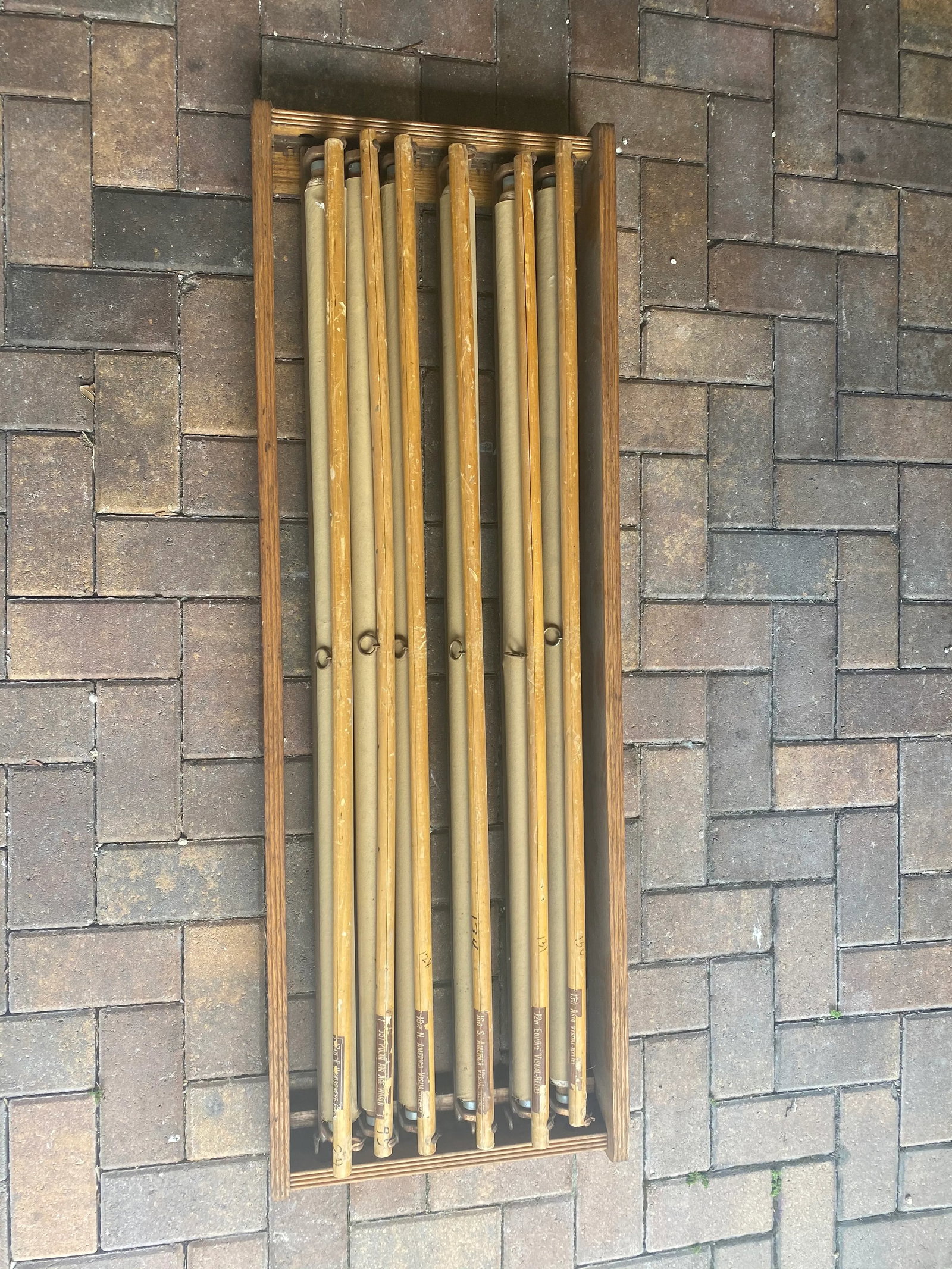Mid 20th Century Denoyer Geppert Pull Down Maps in Oak Frames - Set of 7 - 12