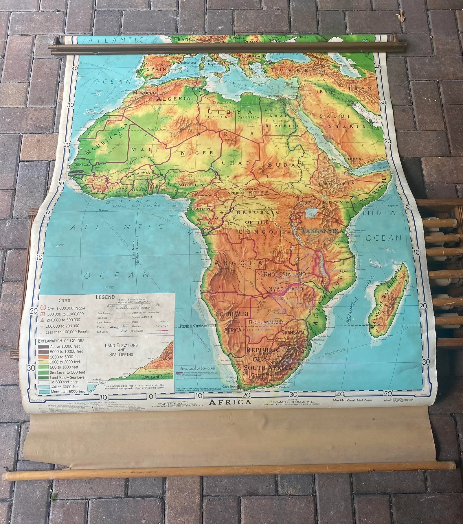 Mid 20th Century Denoyer Geppert Pull Down Maps in Oak Frames - Set of 7 - 13