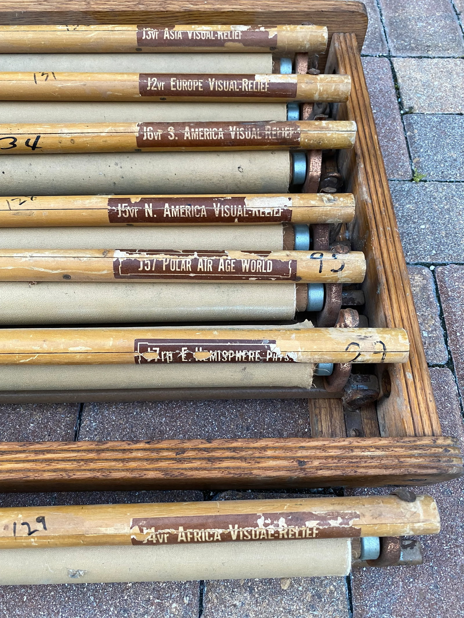 Mid 20th Century Denoyer Geppert Pull Down Maps in Oak Frames - Set of 7 - 3