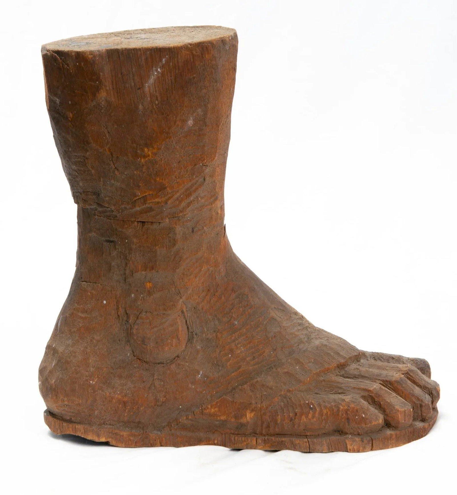 European Antique 19th Century Hand Carved Wooden Foot - 11