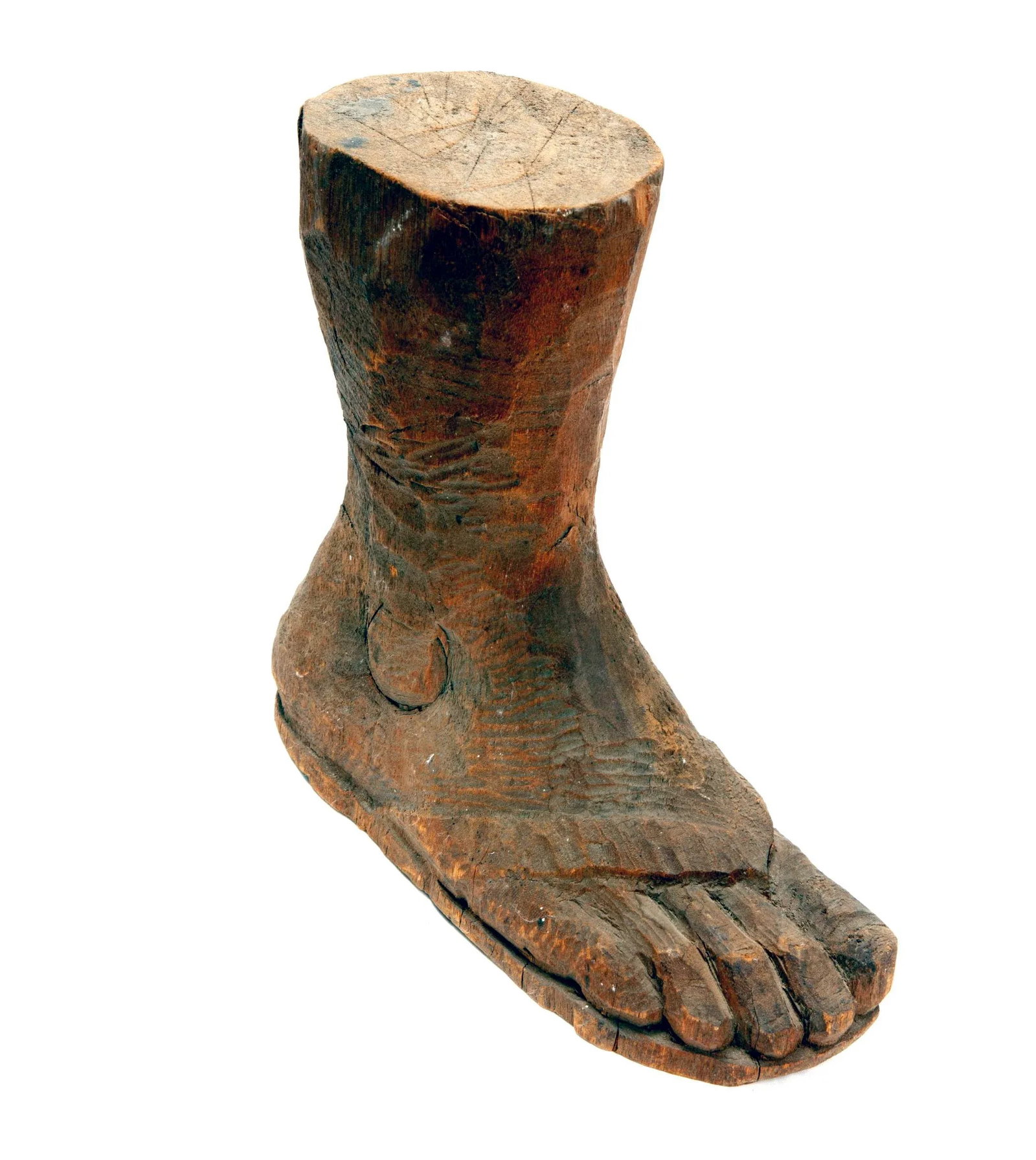 European Antique 19th Century Hand Carved Wooden Foot - 12