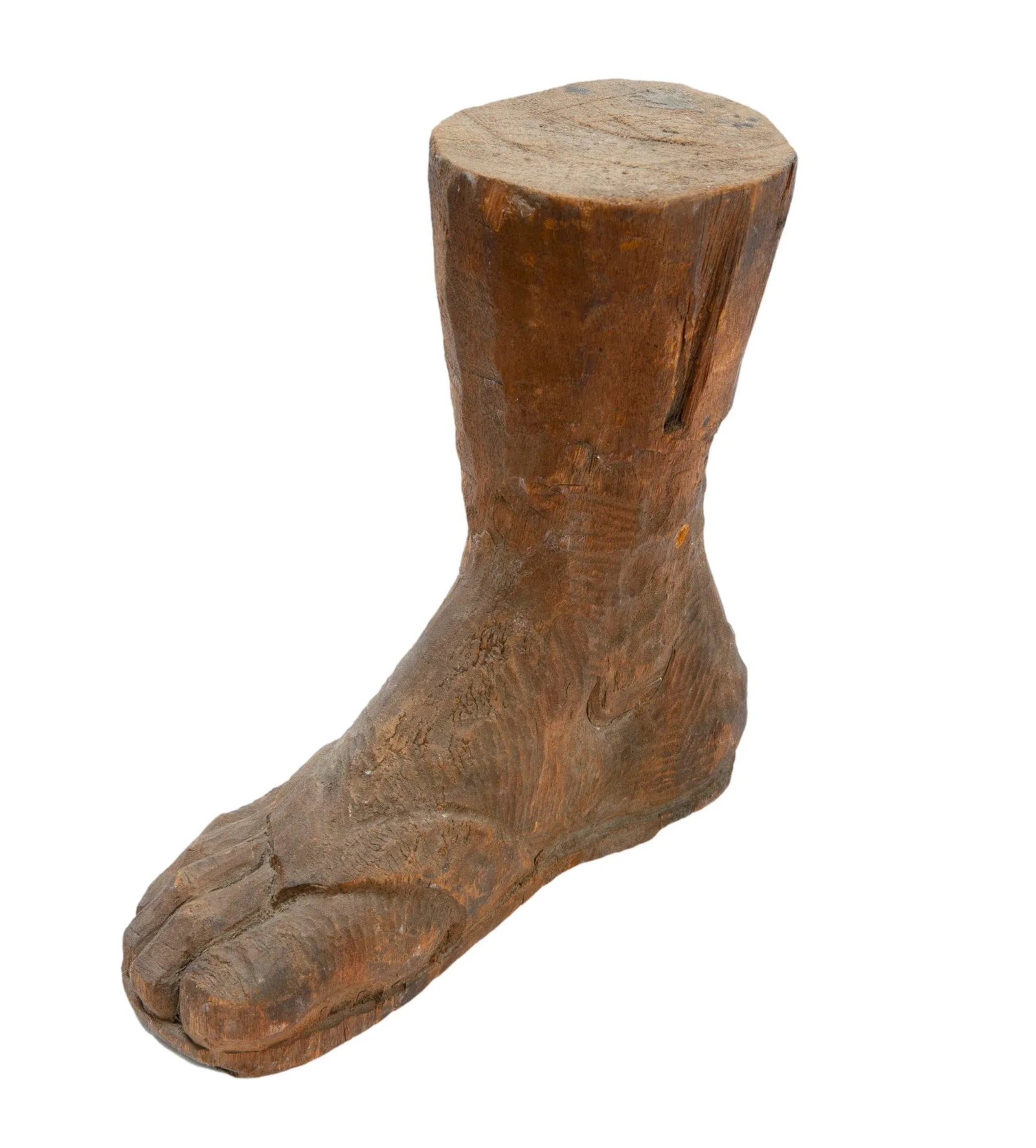 European Antique 19th Century Hand Carved Wooden Foot - 2