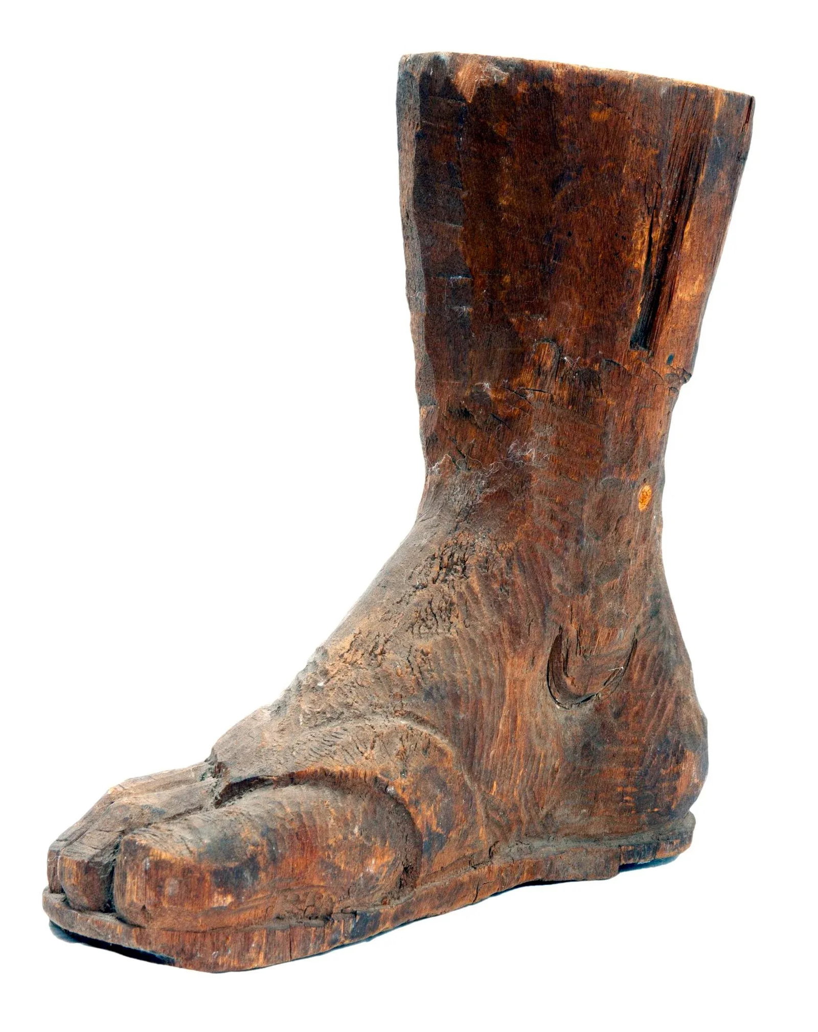 European Antique 19th Century Hand Carved Wooden Foot - 3