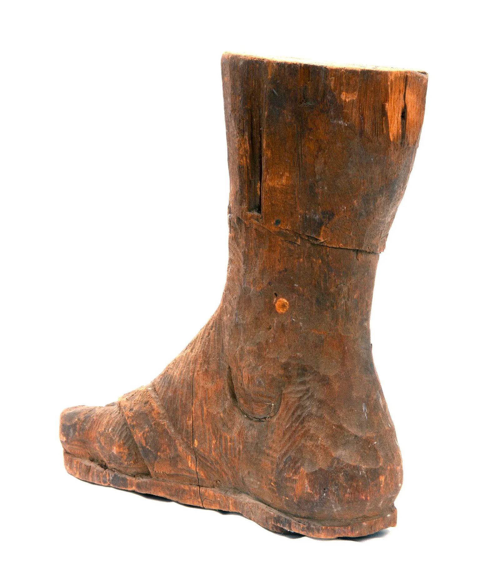European Antique 19th Century Hand Carved Wooden Foot - 4