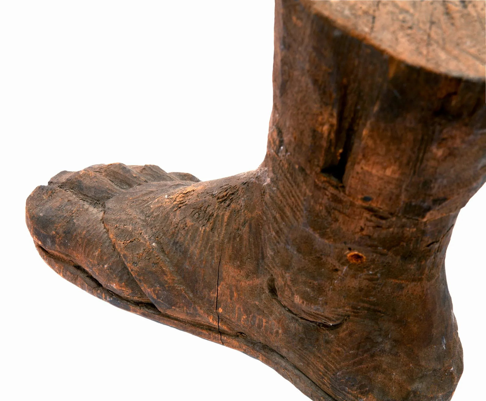 European Antique 19th Century Hand Carved Wooden Foot - 5