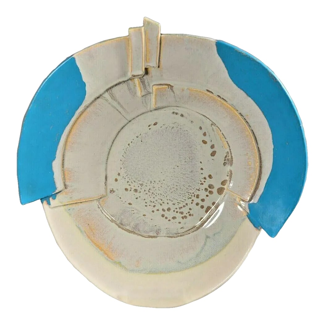 Vintage Terrin Levitt Original Signed Ceramic Pottery Bowl: TERRIN LEVITT Original Vintage Signed Hand Painted Ceramic Charger Plate Modern Sculpture Pottery Centerpiece Bowl FREE SHIPPING This is a