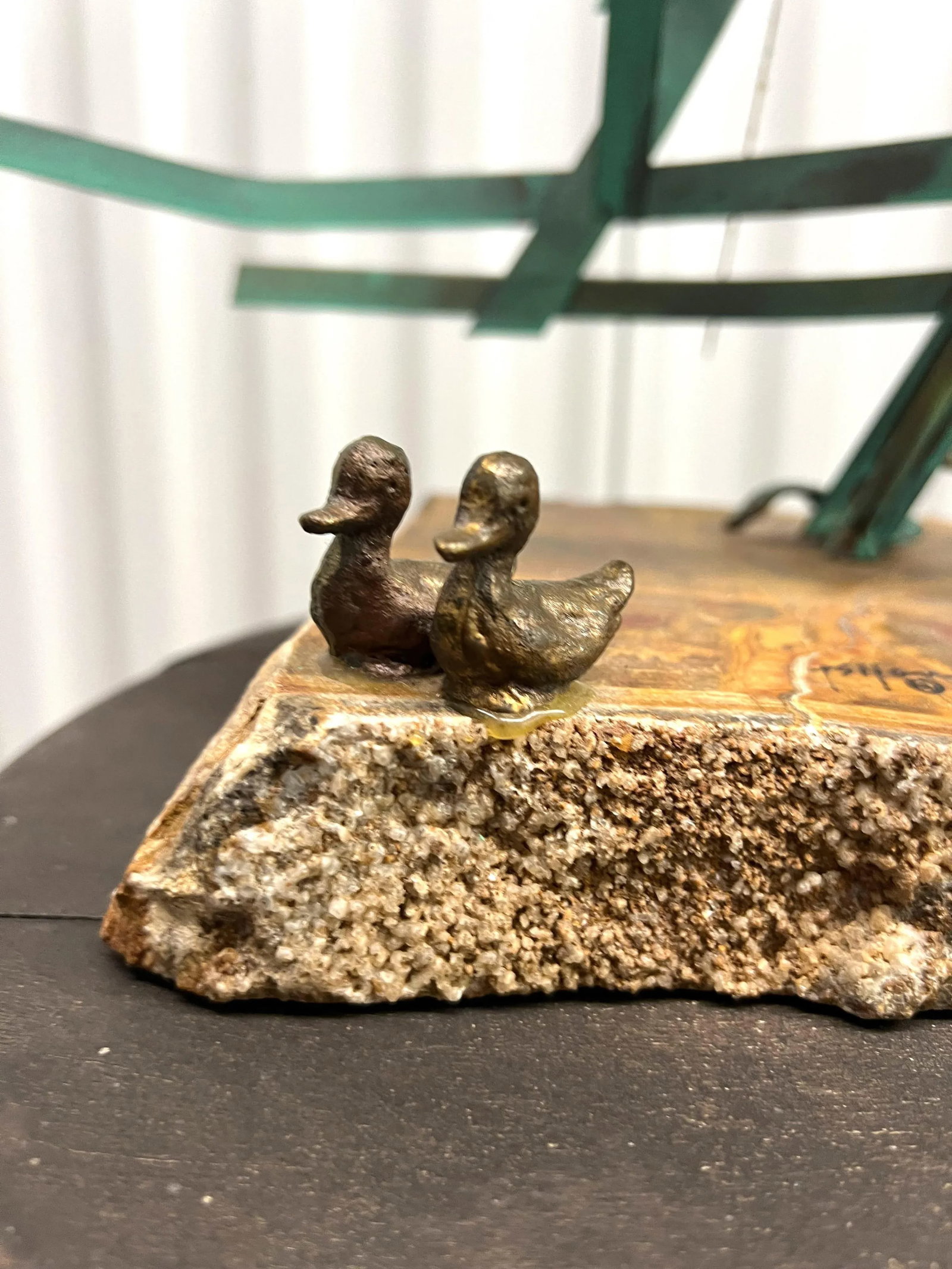 Mid 20th Century Bijan Signed Metal Art Ship With Man and Goats Sculpture - 9