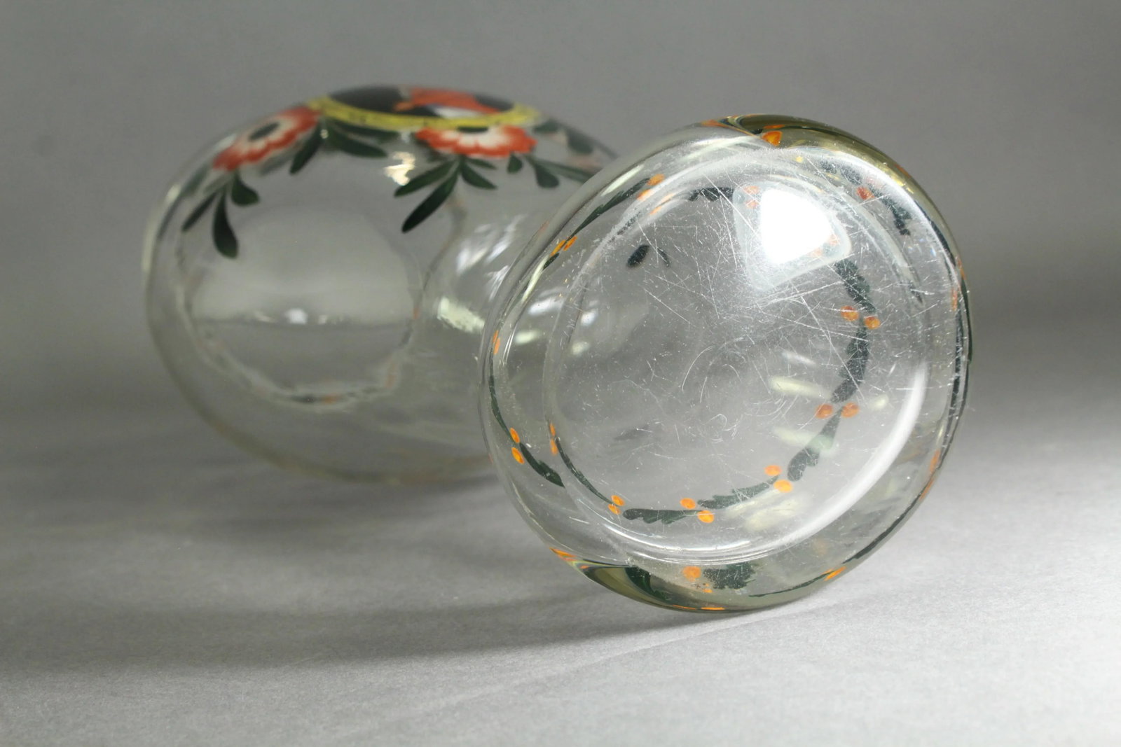 18th Century Vase Silesian Hand Blown Glass With Painted Portrait - 12