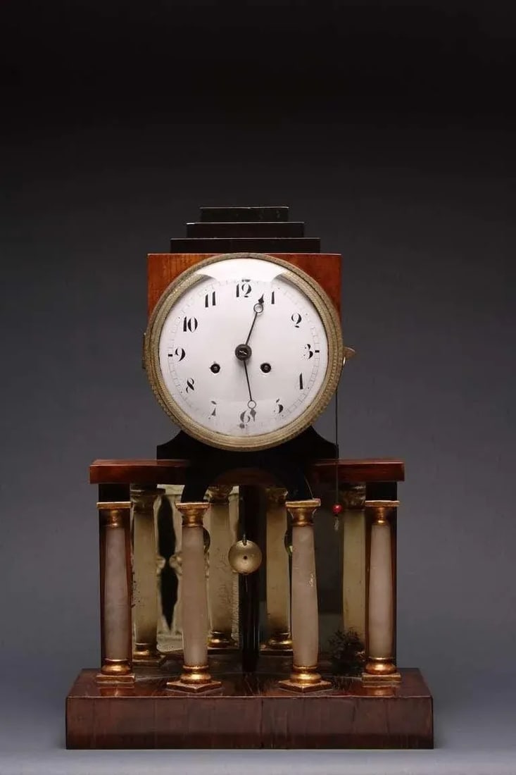 Austrian Biedermeier Clock, Alabaster Columns, Chimes - 2