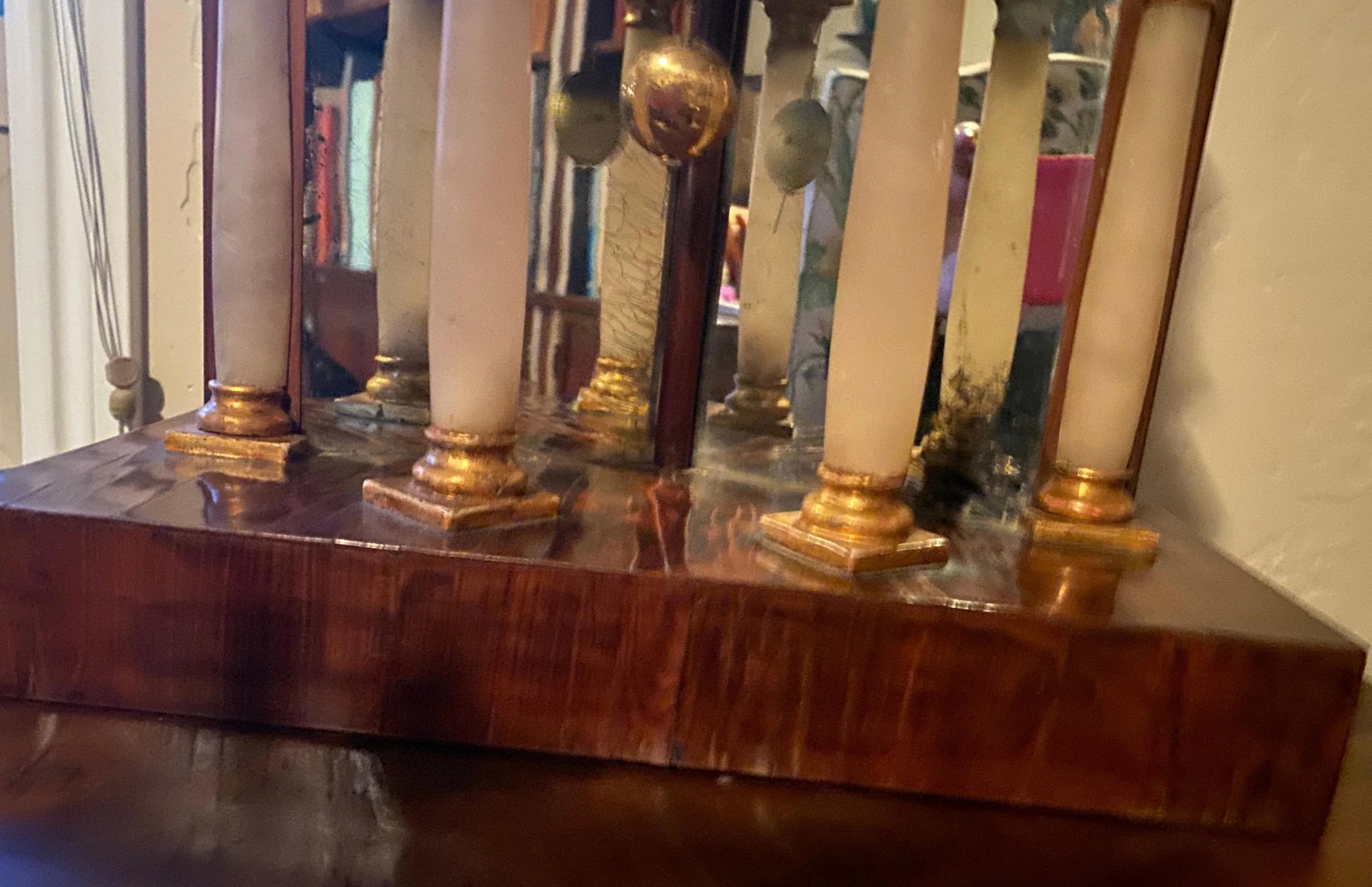 Austrian Biedermeier Clock, Alabaster Columns, Chimes - 9