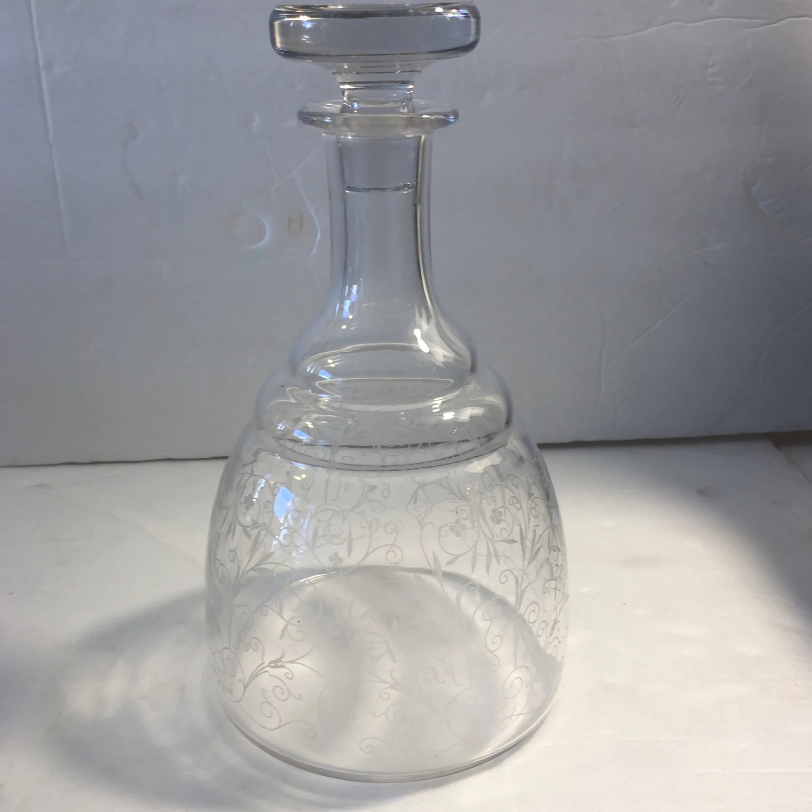 Baccarat Art Deco Engraved Crystal Carafe, Lulli, France Circa 1930s Signed - 2